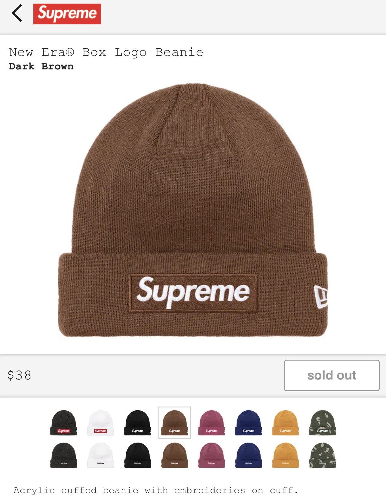 Supreme Supreme x New Era Brown Box Logo Beanie, Grailed