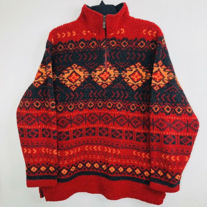 Vintage VTG Marsh Landing Western Nordic Tribal Fleece Sweater M | Grailed