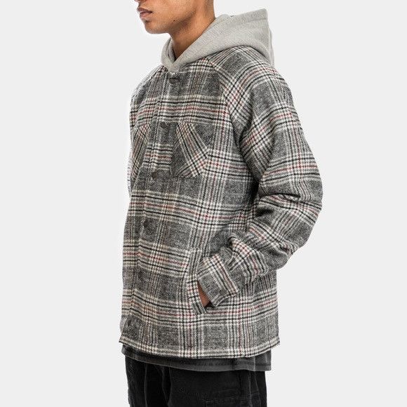 Richie Le Collection HOODED FLANNEL JACKET GREY Grailed