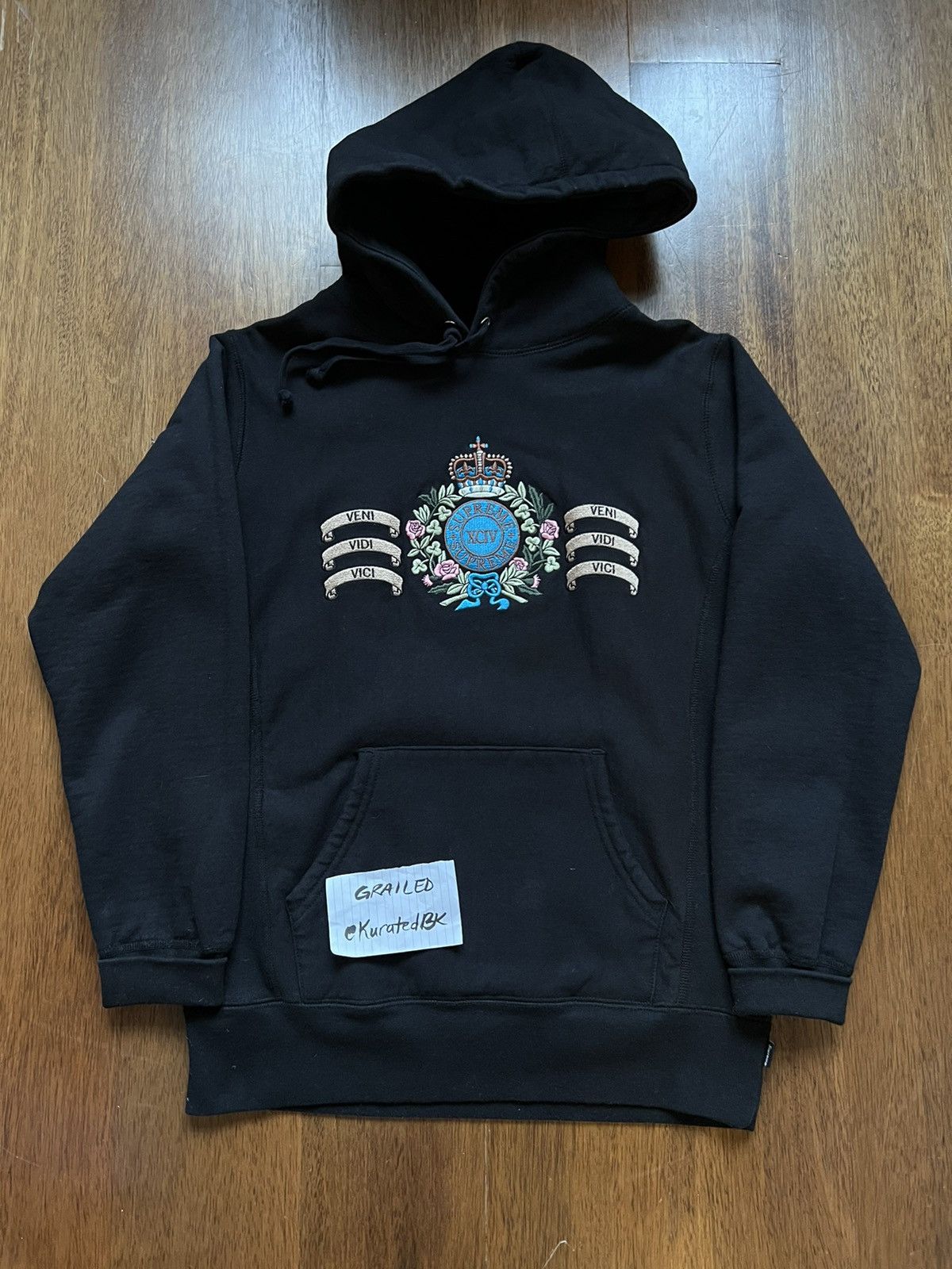 Supreme Supreme Veni Vidi Vici Crest Hoodie Black Small Grailed