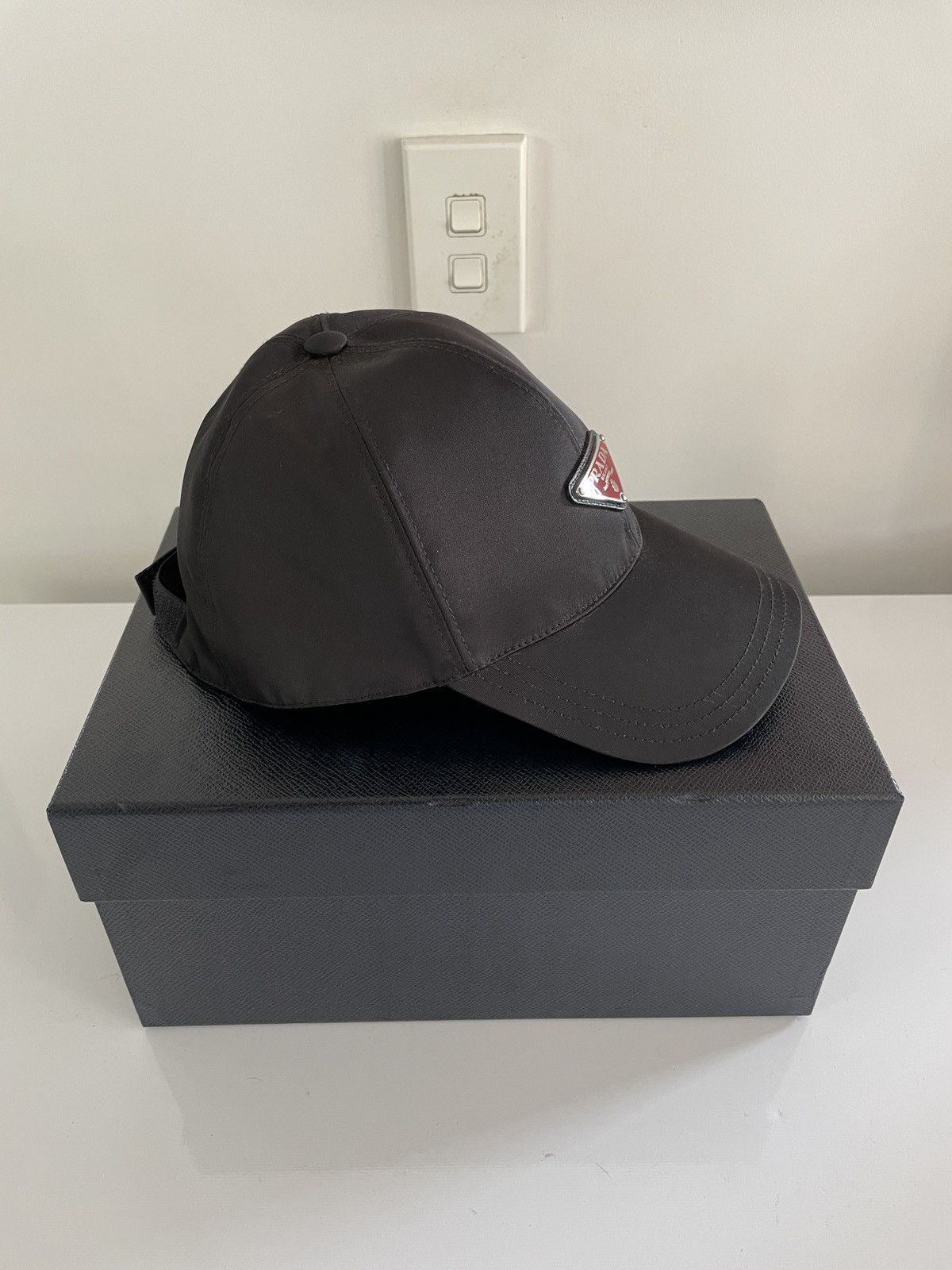 Prada Prada Nylon Baseball Hat with Red Logo | Grailed