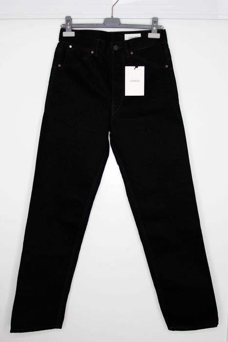 Black Curved 5 Pocket Pants in Heavy Denim