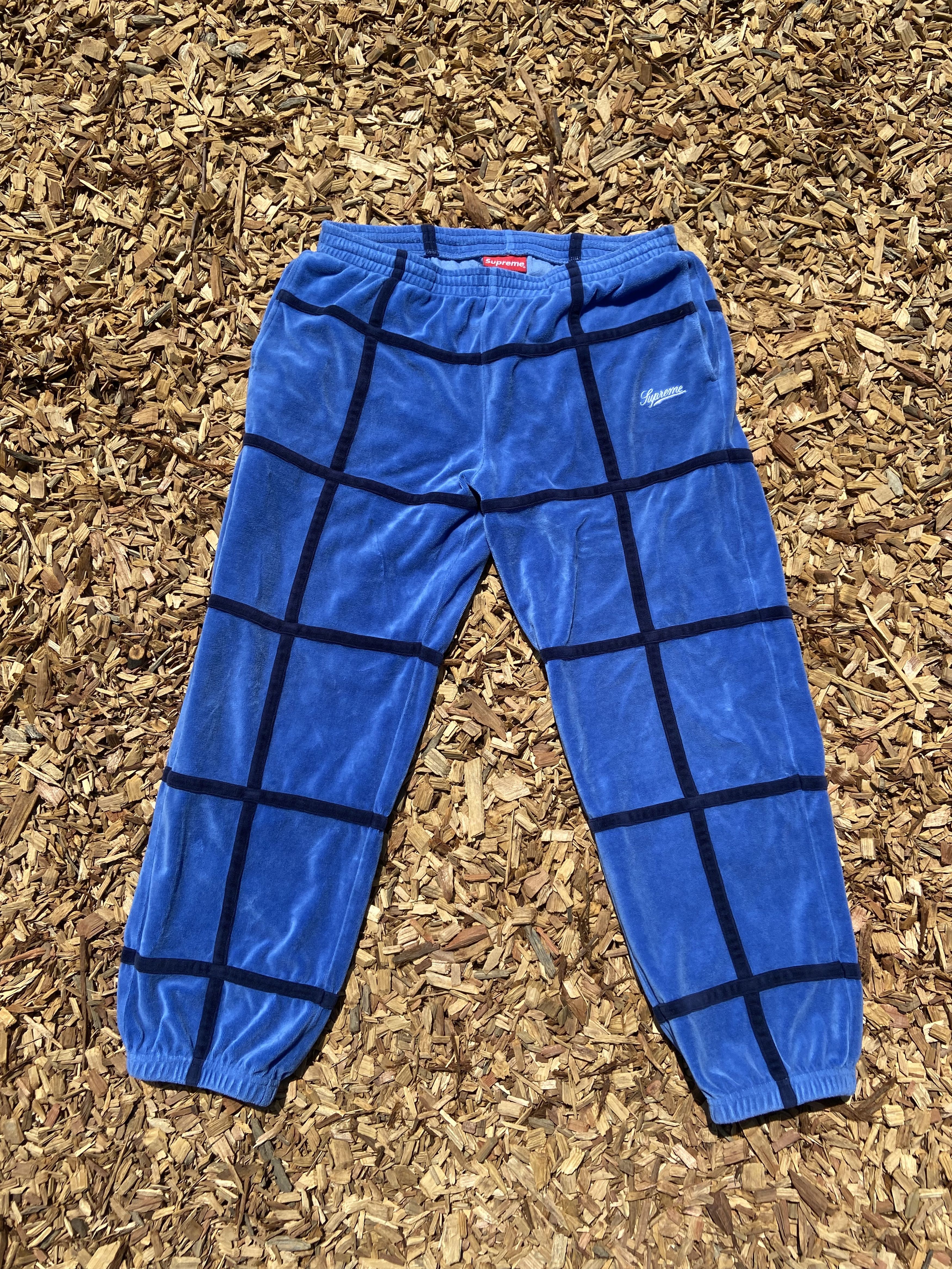 Supreme Supreme Grid Taping Velour Pants | Grailed