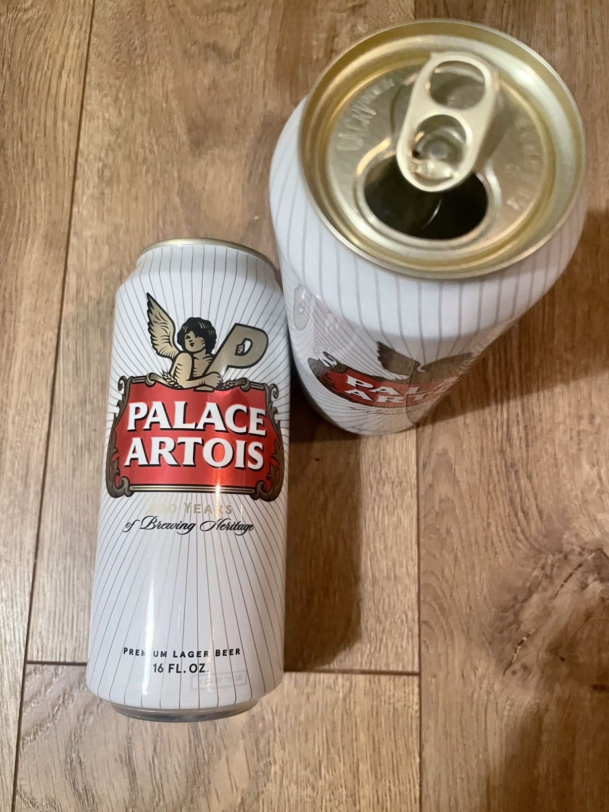Budweiser 2 Pack of EMPTY CANS Palace Artois 16oz Pint Collector Hype Size ONE SIZE - 2 Thumbnail