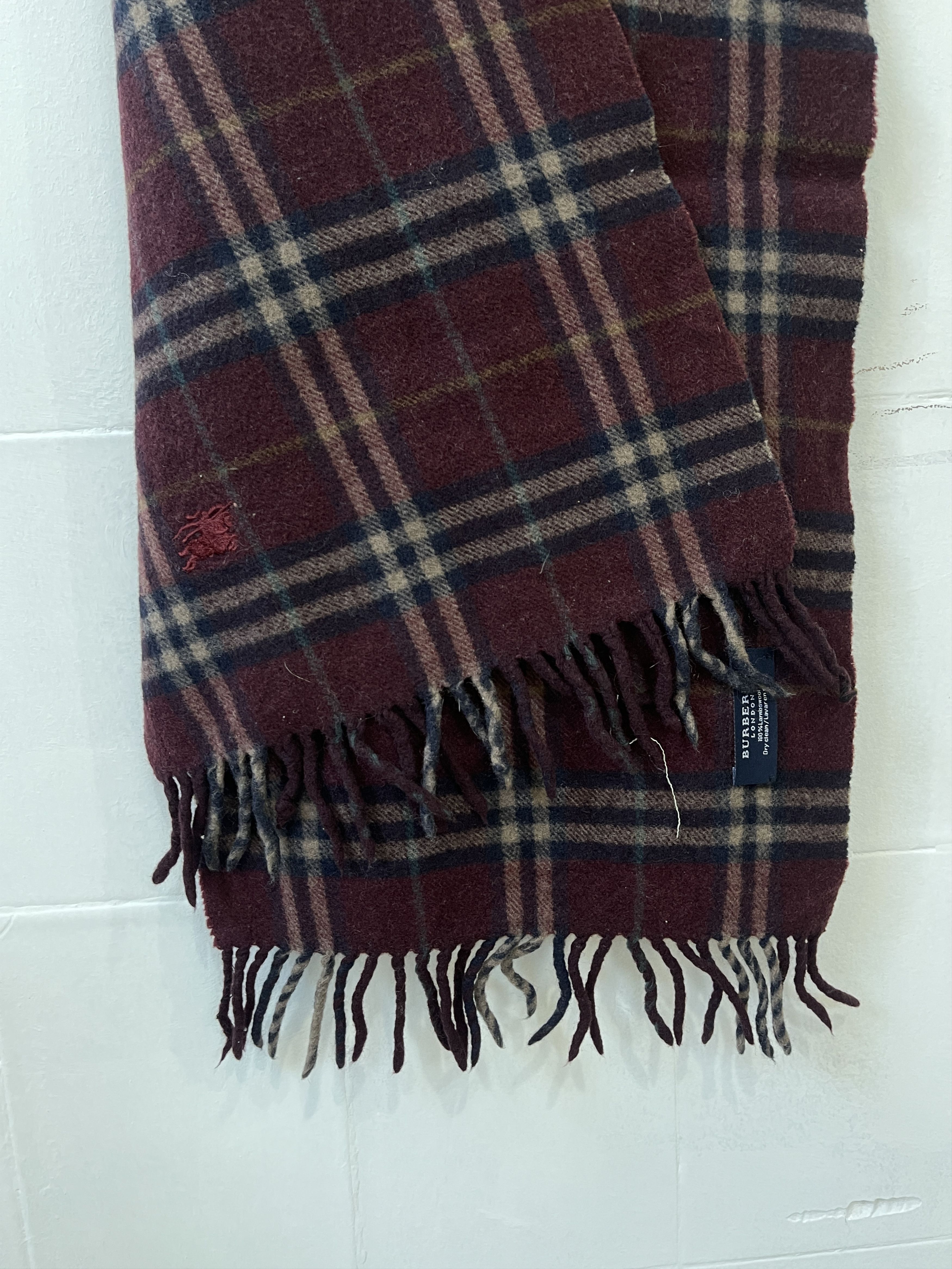 Burberry Burberry London scarf unisex wool burgundy Size ONE SIZE - 2 Thumbnail
