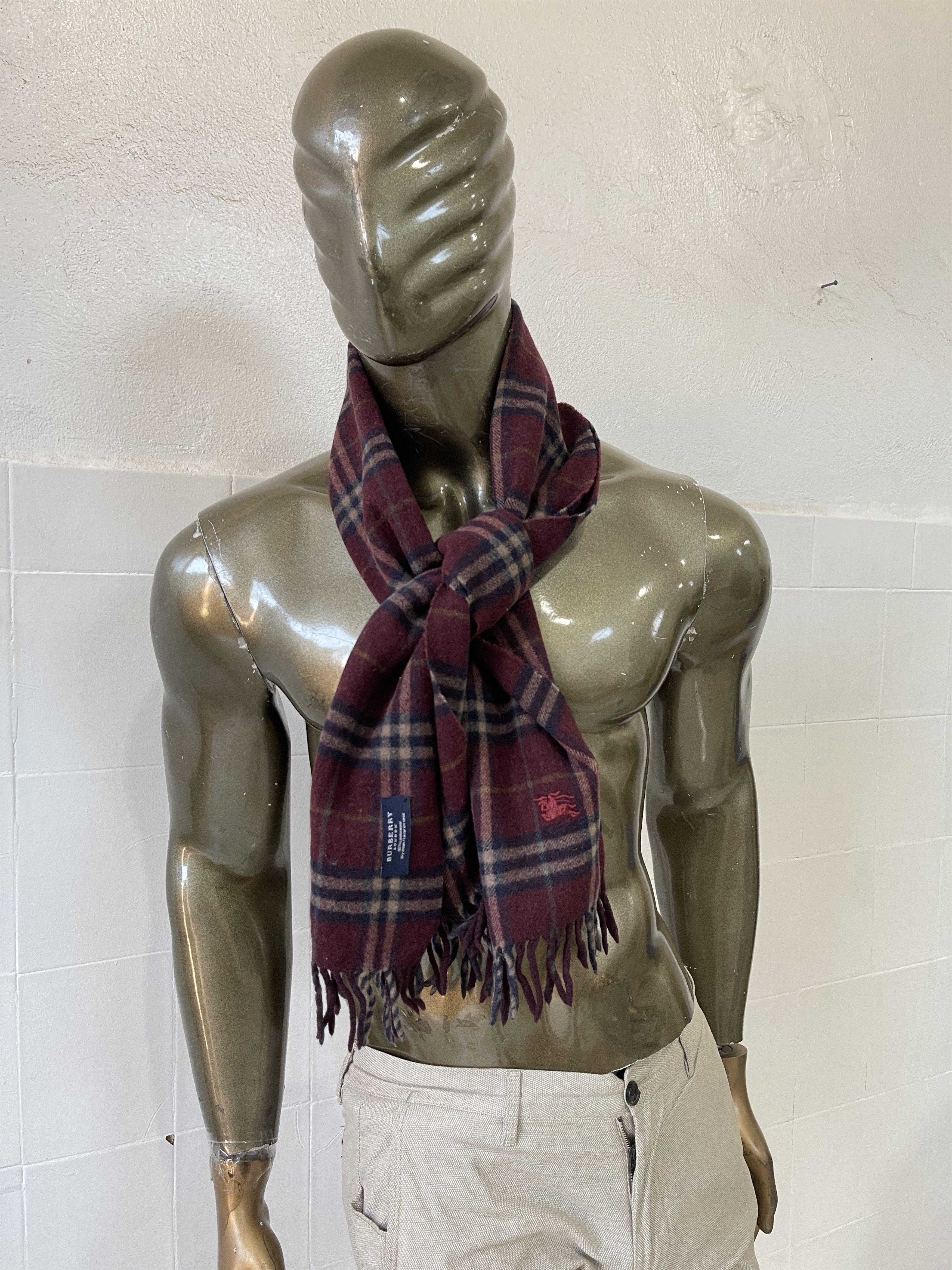 Burberry Burberry London scarf unisex wool burgundy Size ONE SIZE - 1 Thumbnail
