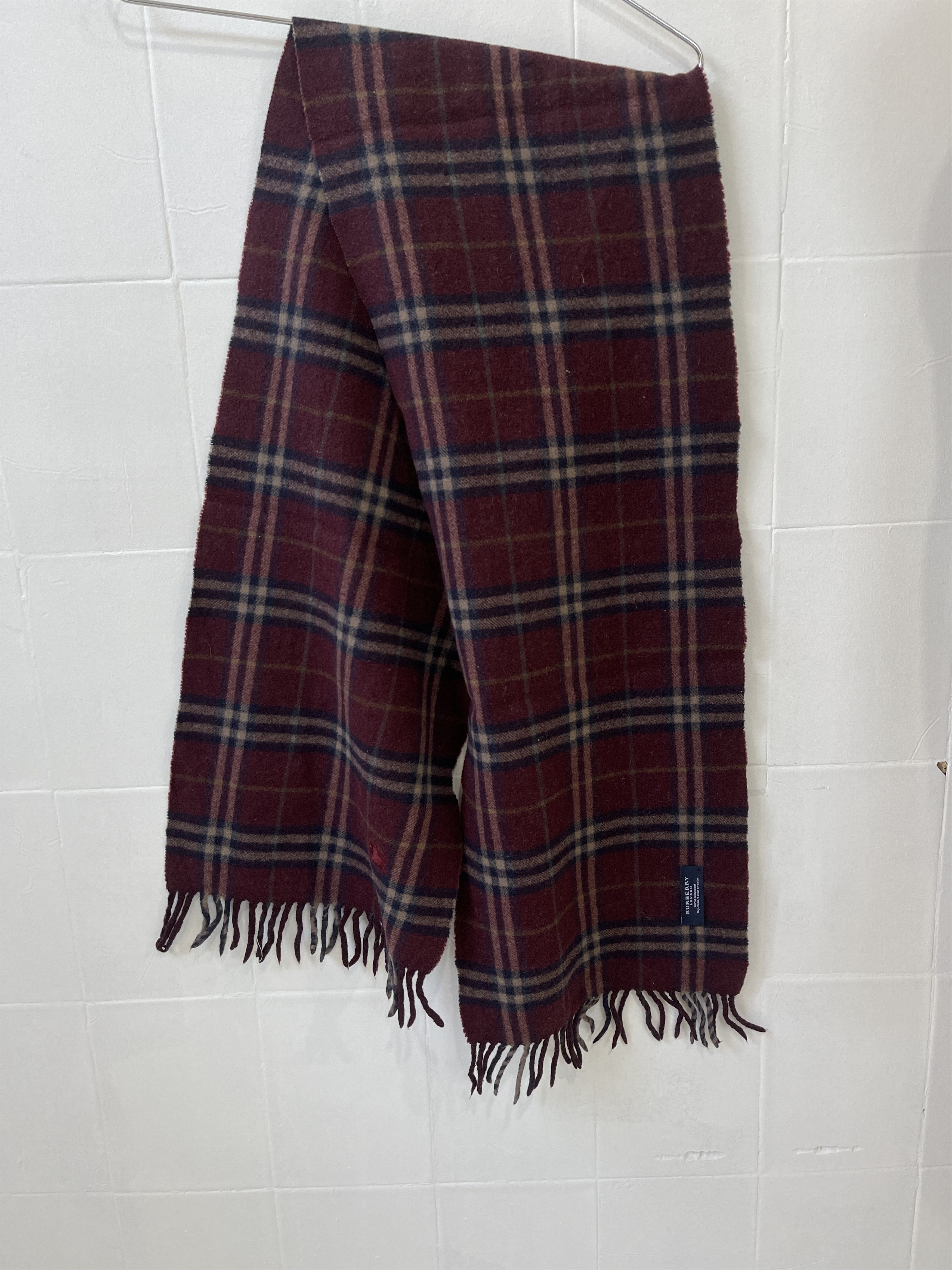 Burberry Burberry London scarf unisex wool burgundy Size ONE SIZE - 6 Thumbnail