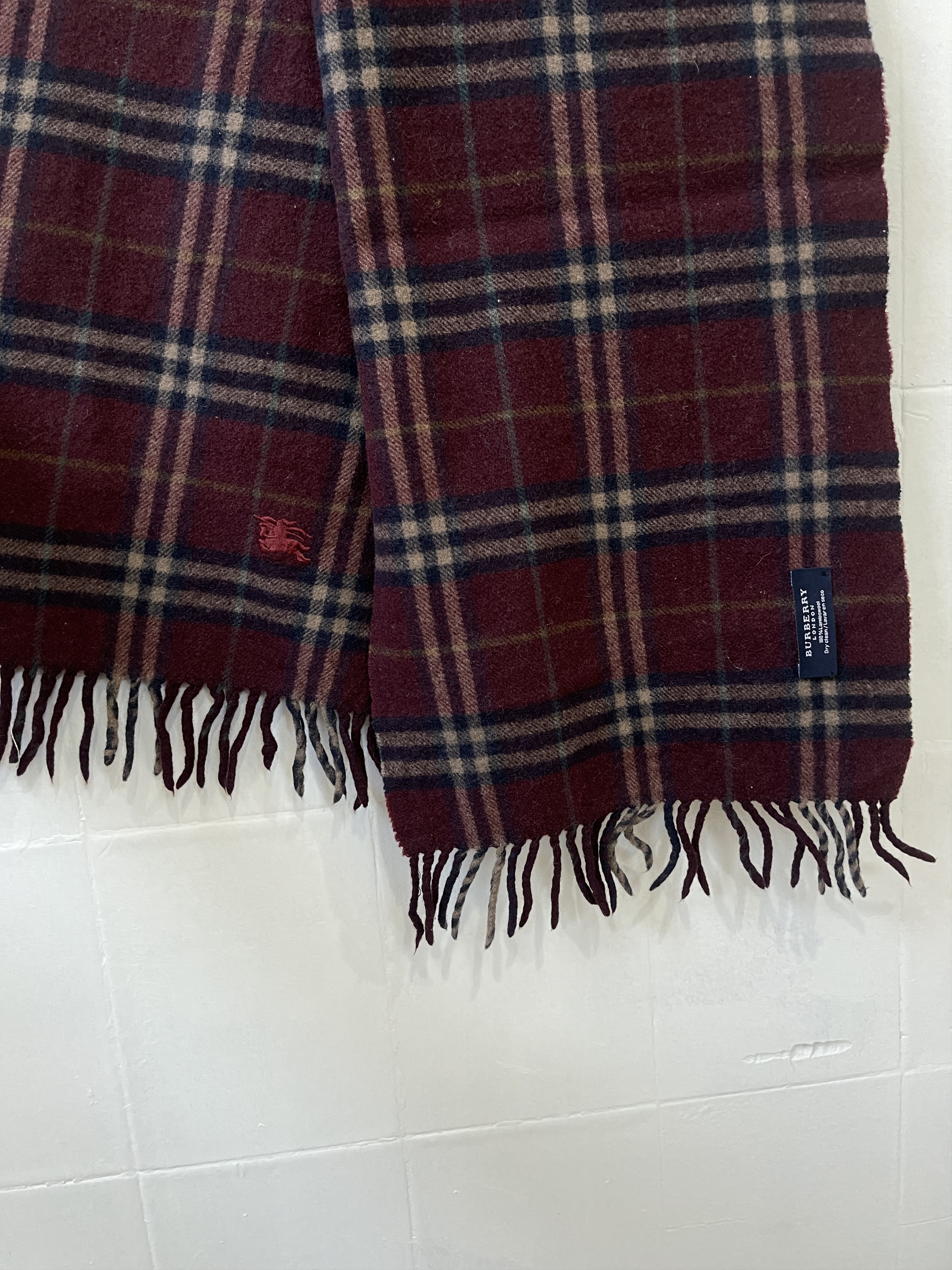Burberry Burberry London scarf unisex wool burgundy Size ONE SIZE - 5 Thumbnail
