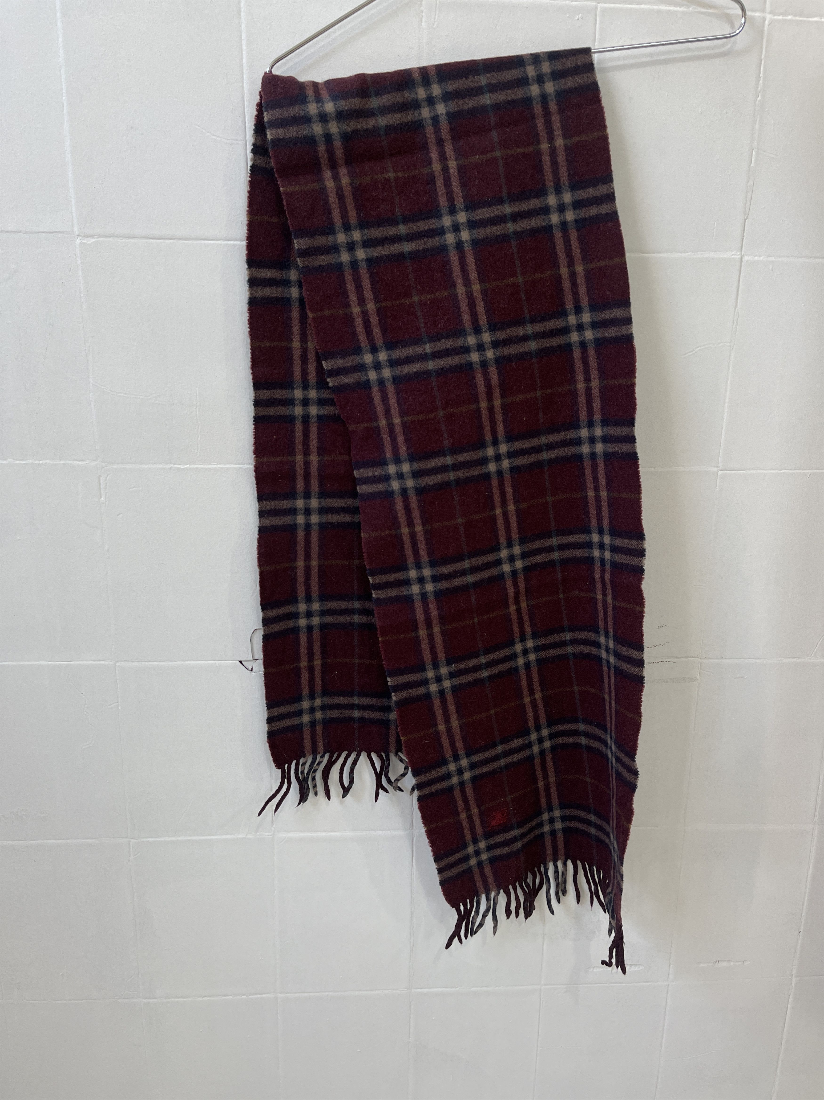 Burberry Burberry London scarf unisex wool burgundy Size ONE SIZE - 7 Thumbnail