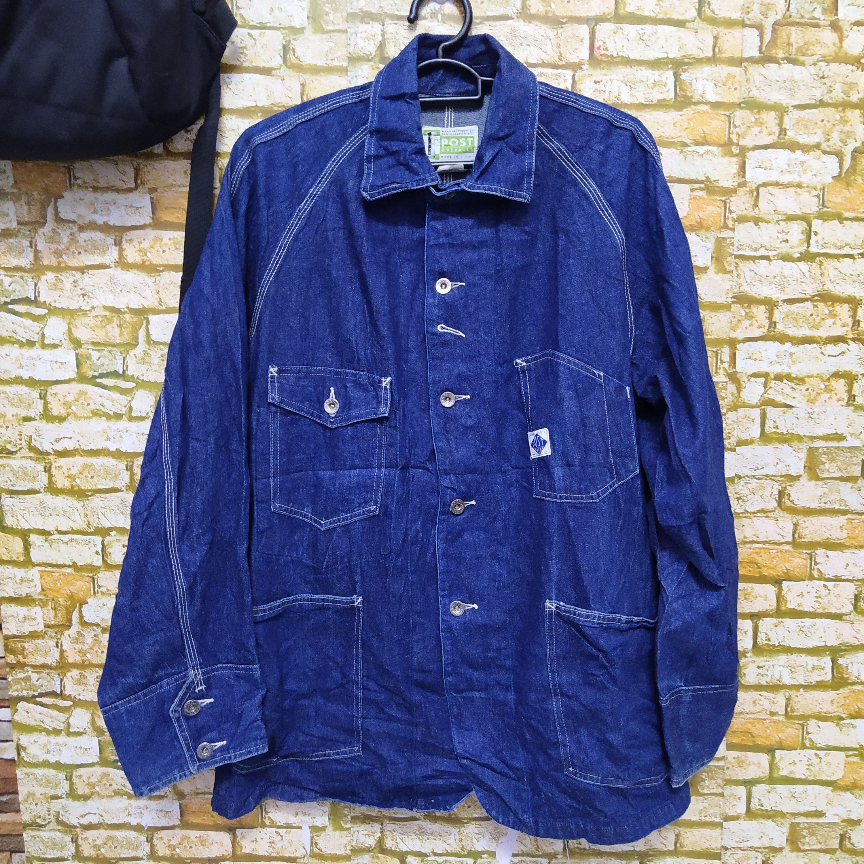 image of Post Overalls Chore Denim Jacket (D427) in Blue, Men's (Size Medium)