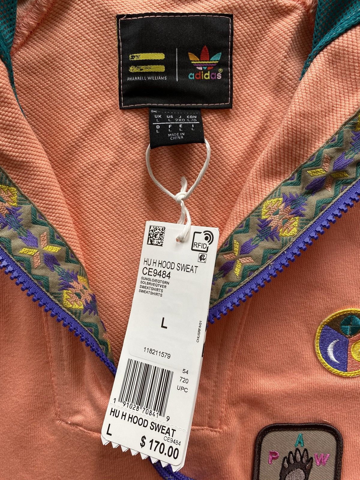 Adidas × Pharrell Adidas x Pharrell Hu H Hood Sweat Hoodie Salmon sz L Size US L / EU 52-54 / 3 - 5 Thumbnail