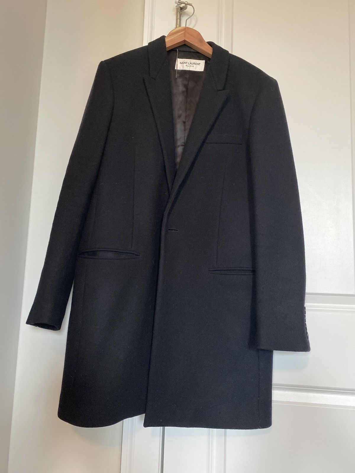 Saint Laurent Paris Saint Laurent Paris one button chesterfield coat wool/silk Size US M / EU 48-50 / 2 - 2 Thumbnail