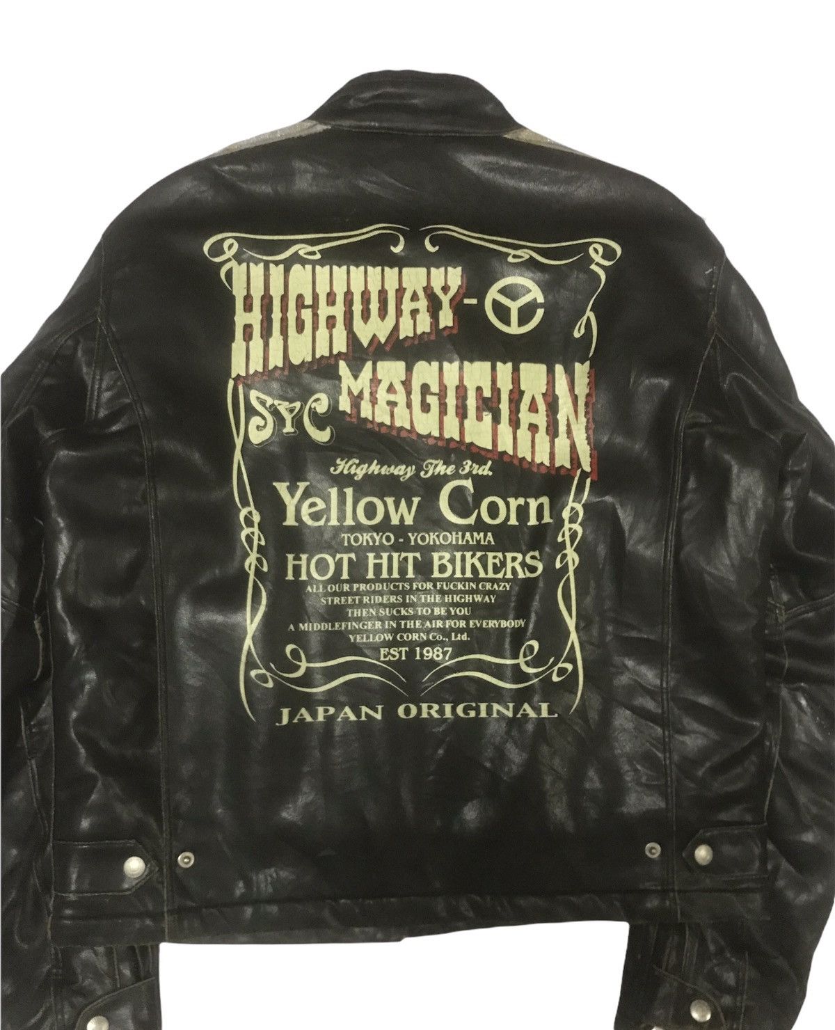 VTG Yellow Corn Magician Highway Leather Jacket
