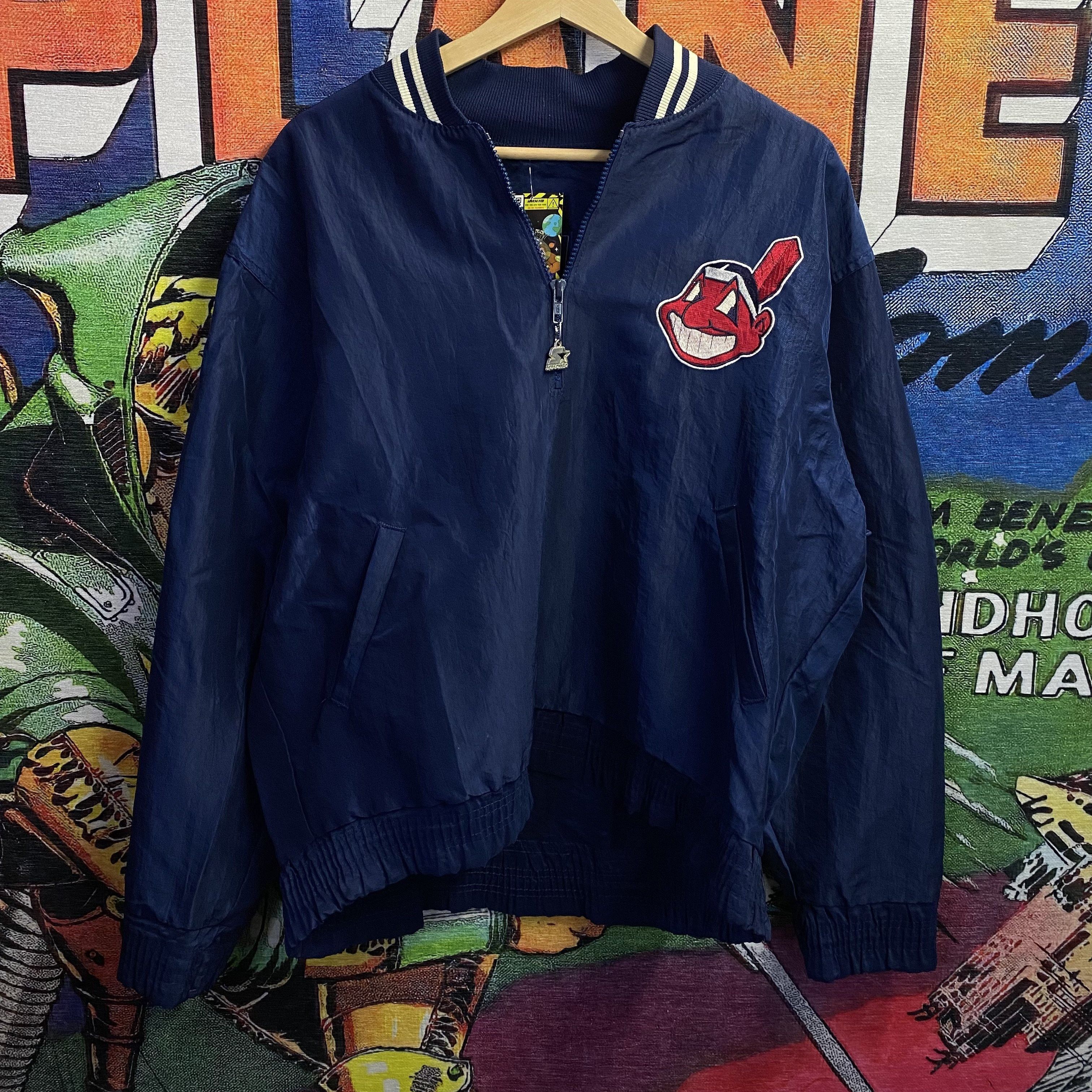 Vintage Starter Jacket CHIEF WAHOO MLB Cleveland Indians outlets Heavy Lined Pullover XL