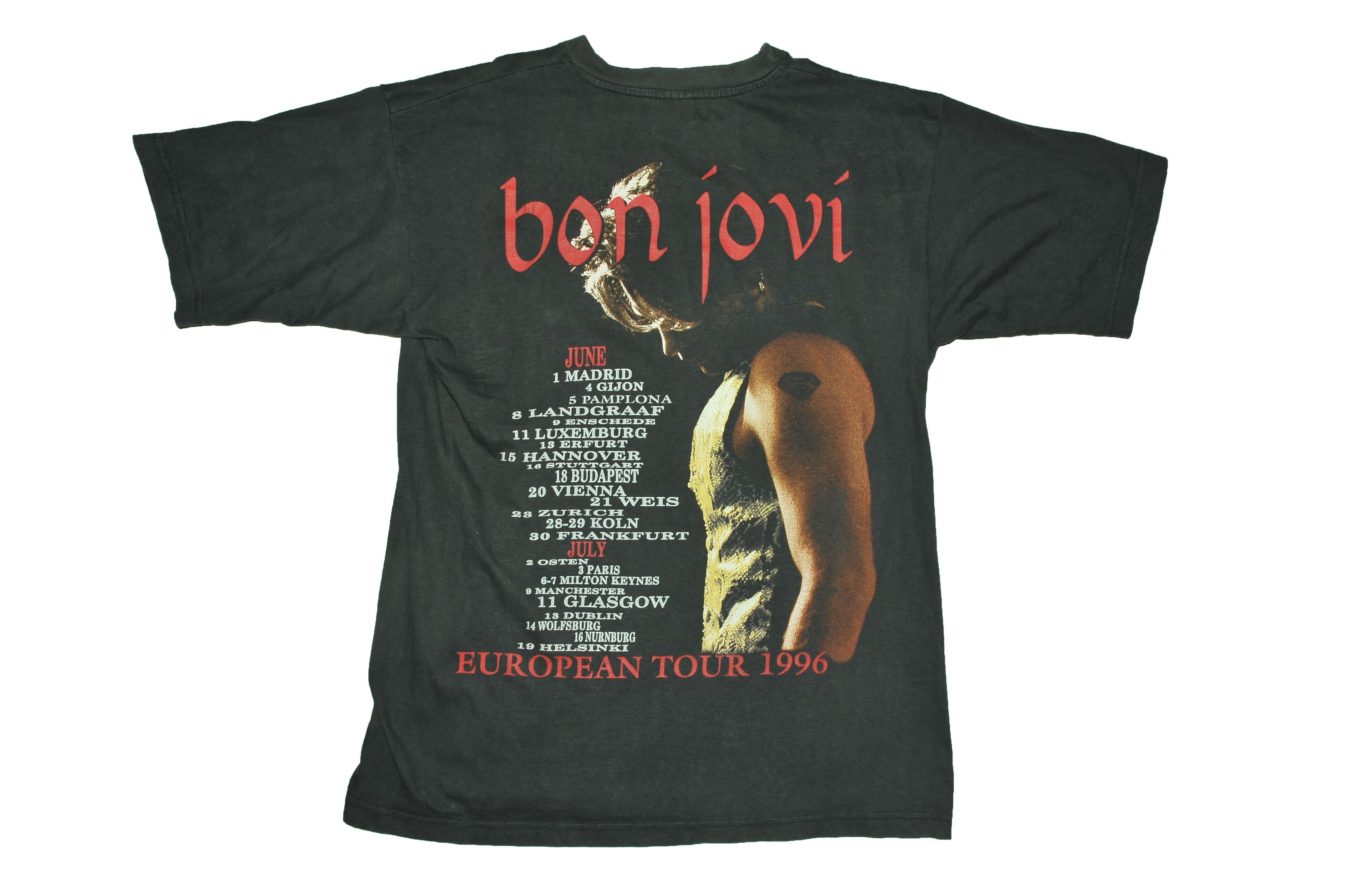 Vintage Vintage 90s Bon Jovi European Tour 1996 T-shirt Size US XL / EU 56 / 4 - 2 Thumbnail