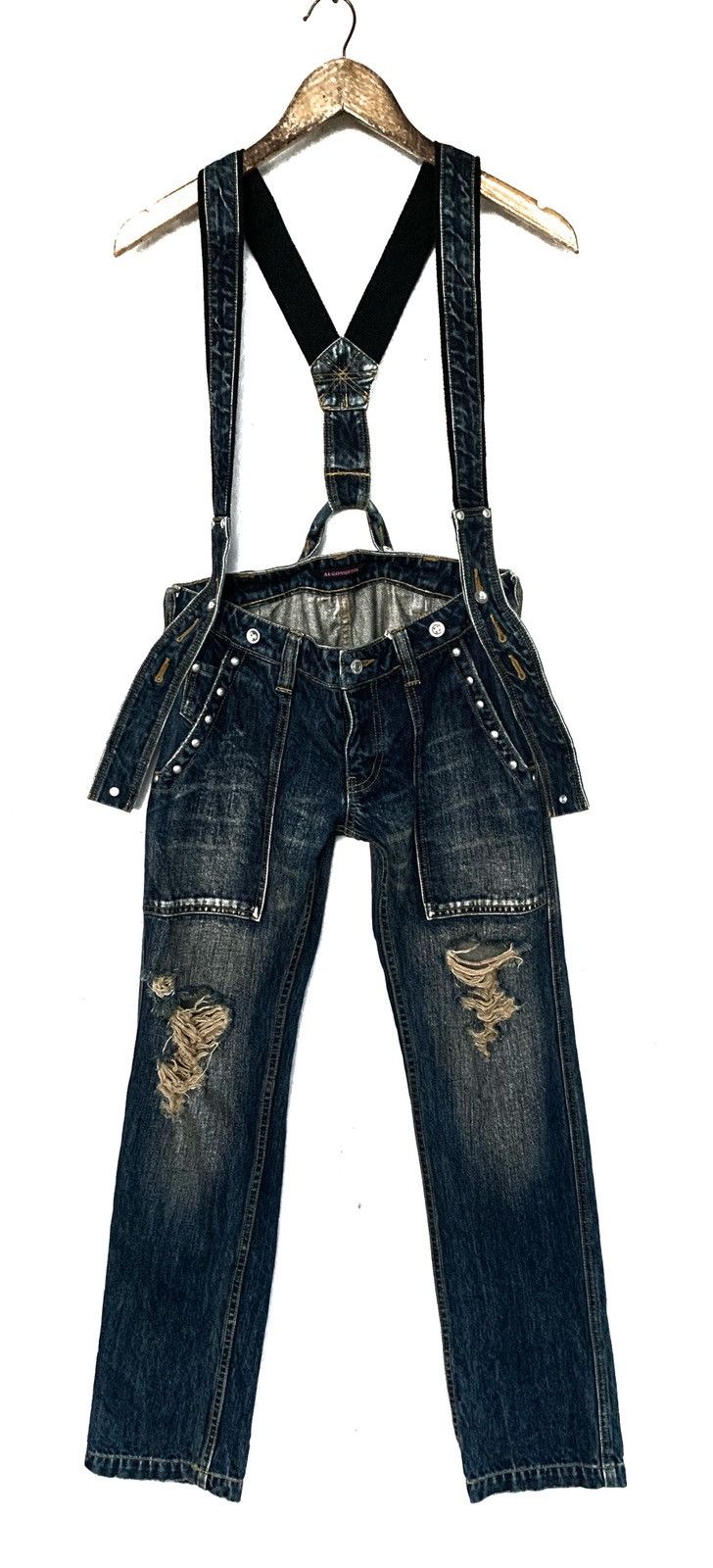 Japanese Brand Distressed Coverall by ALGONQUINS Size 28" / US 6 / IT 42 - 1 Thumbnail