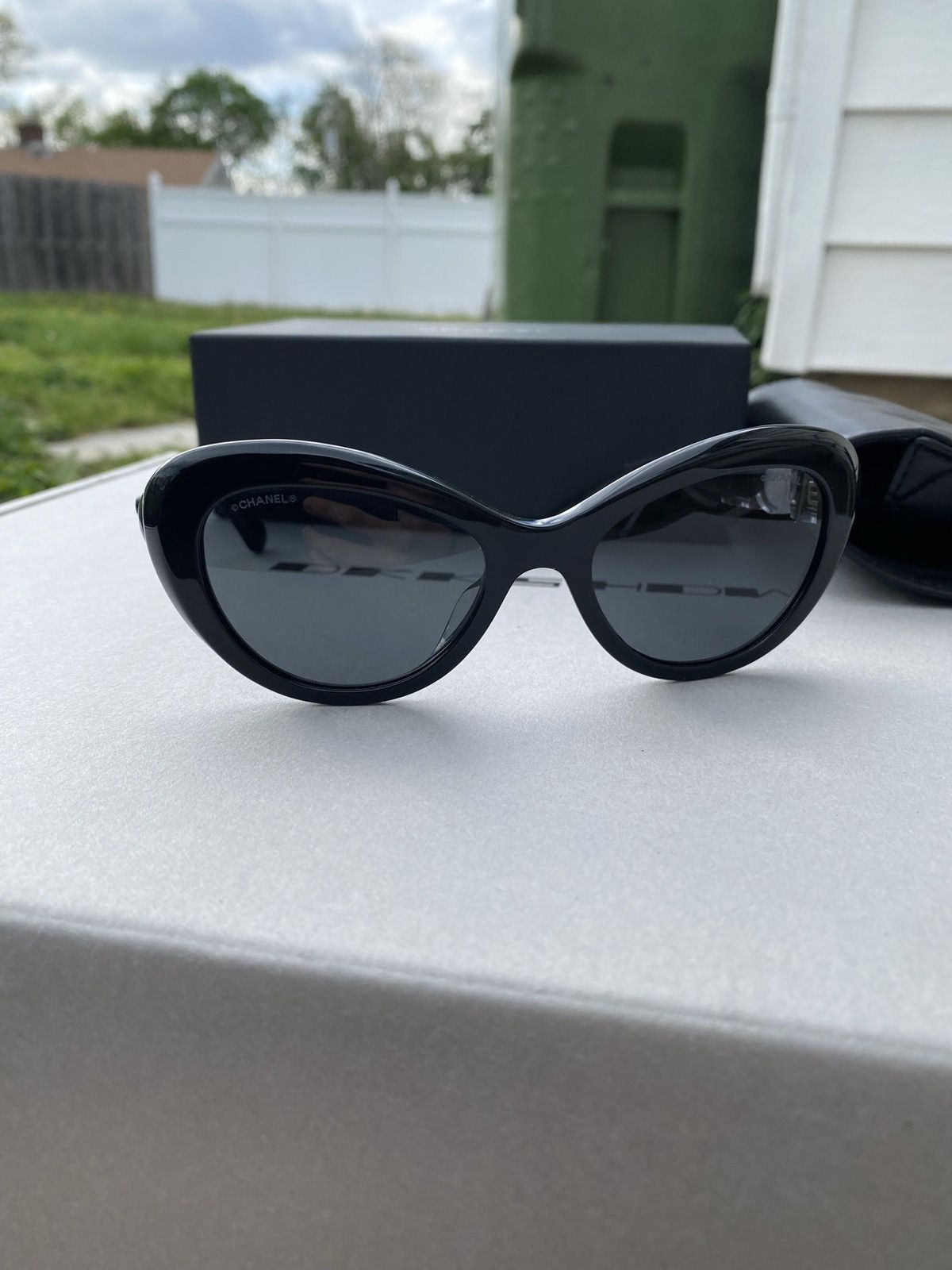 Chanel Cat Eye Pearl Bijou Sunglasses Grailed