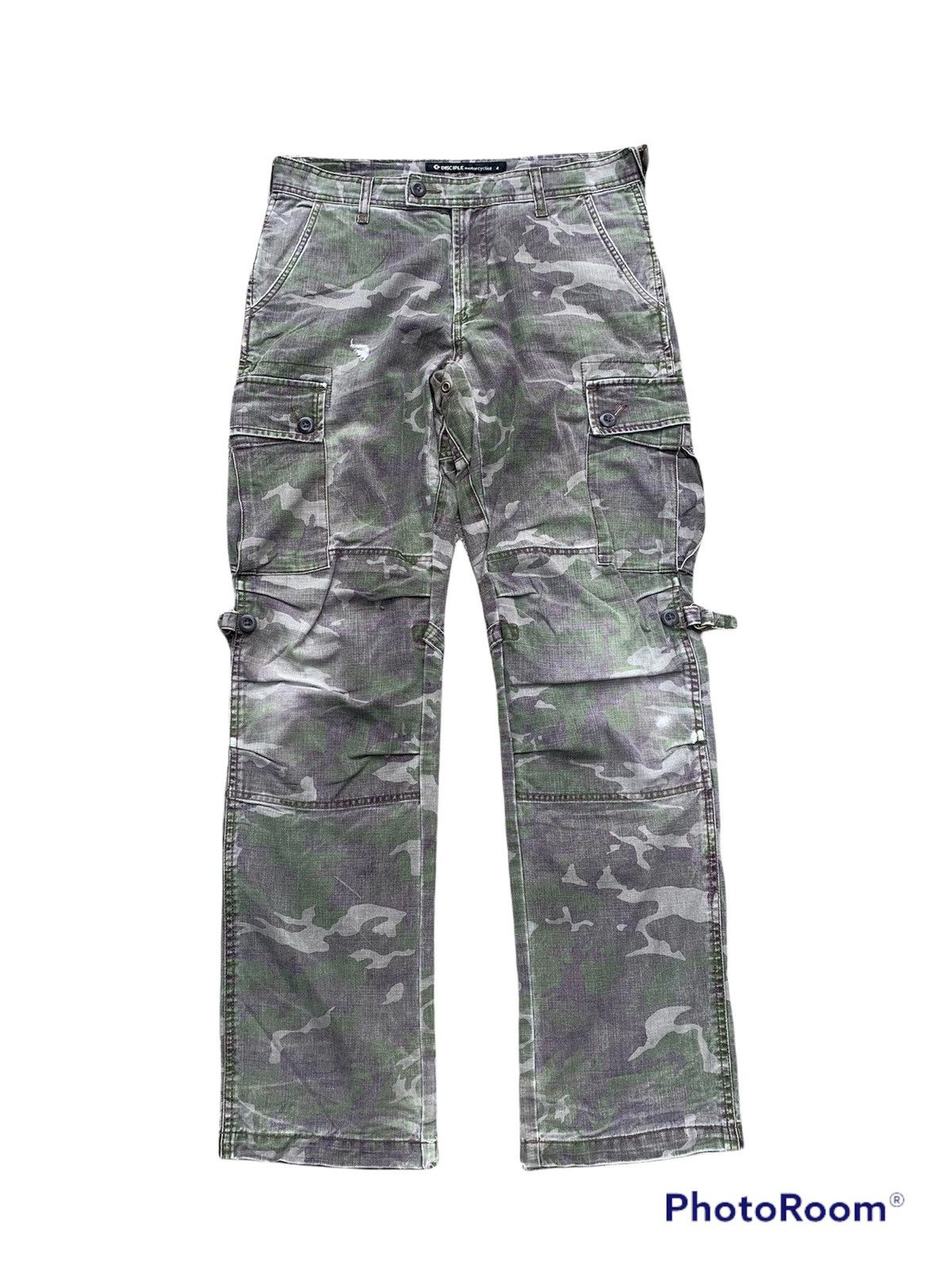 disciple motorcyclist camo biker pants distressed denim