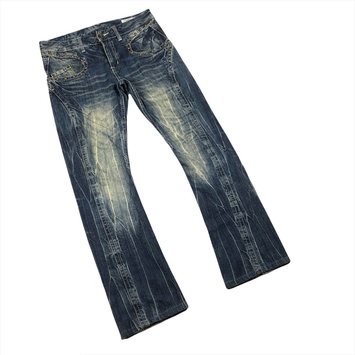 Japanese Brand Semantic Design 🇯🇵 Crazy Washed Flare Denim Size US 32 / EU 48 - 3 Thumbnail