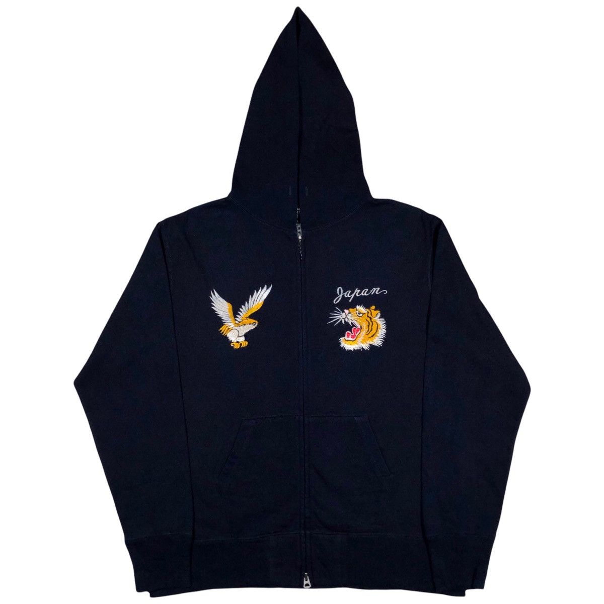 Japanese Brand Toyo Enterprises Indigo Eagle & Tiger Rayon Zip Hoodie Size US L / EU 52-54 / 3 - 1 Thumbnail