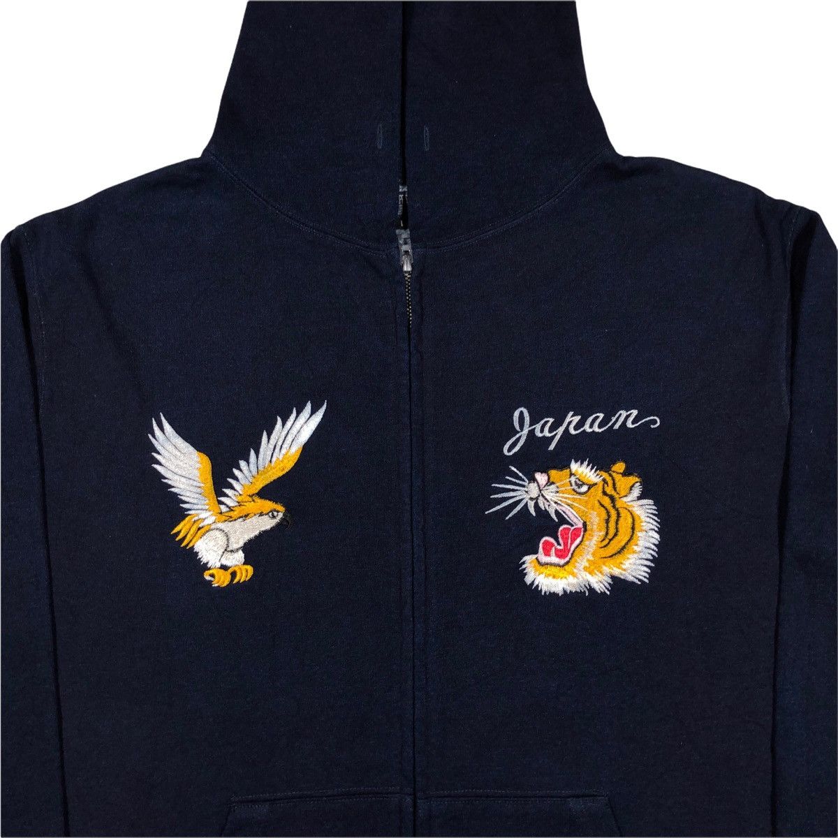 Japanese Brand Toyo Enterprises Indigo Eagle & Tiger Rayon Zip Hoodie Size US L / EU 52-54 / 3 - 2 Thumbnail