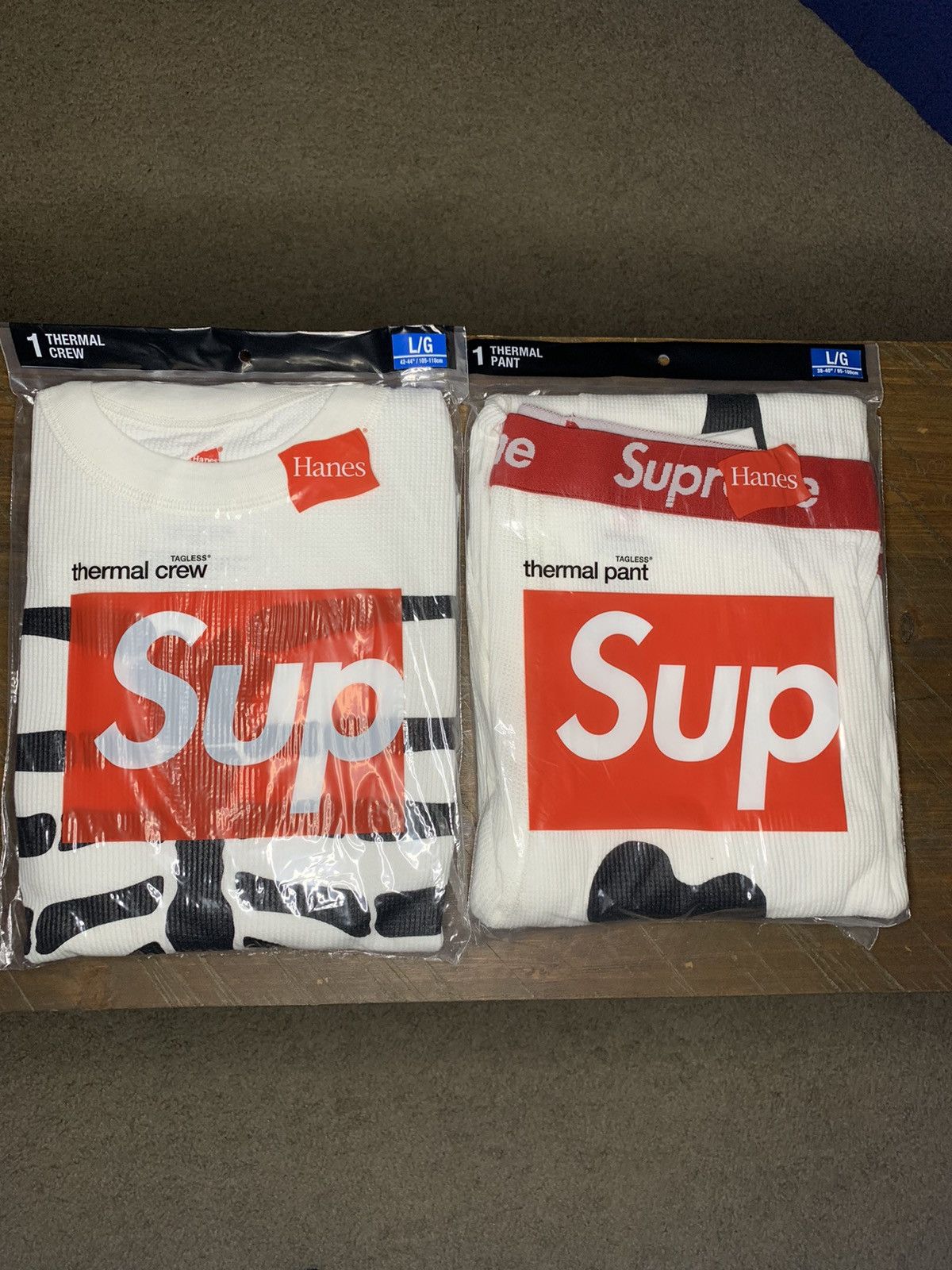 Supreme Supreme Hanes Bones Thermal Crew 'Natural' & Pants Set