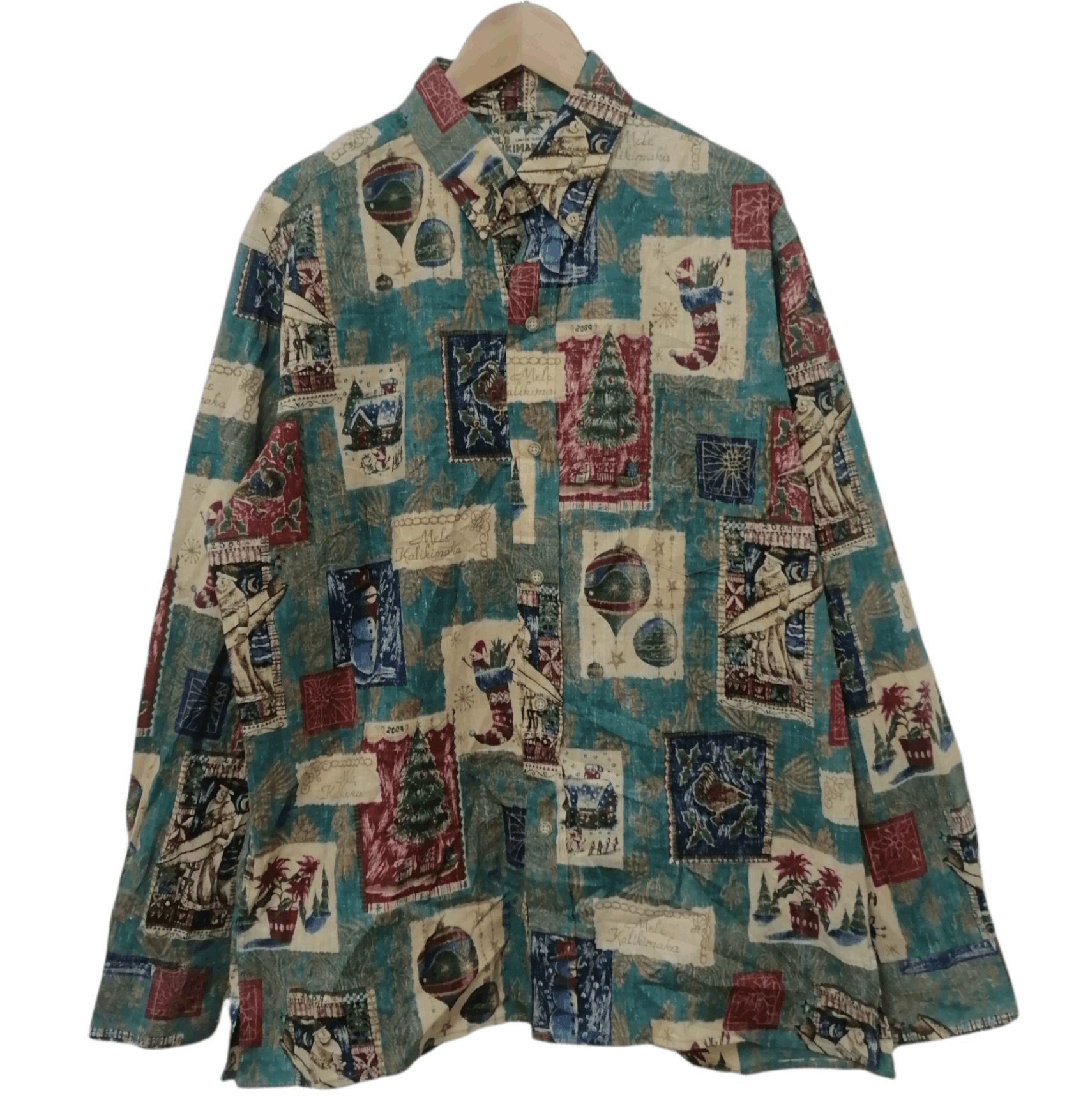 Vintage Reyn Spooner Men XXL Green Christmas Shirt on sale 2004