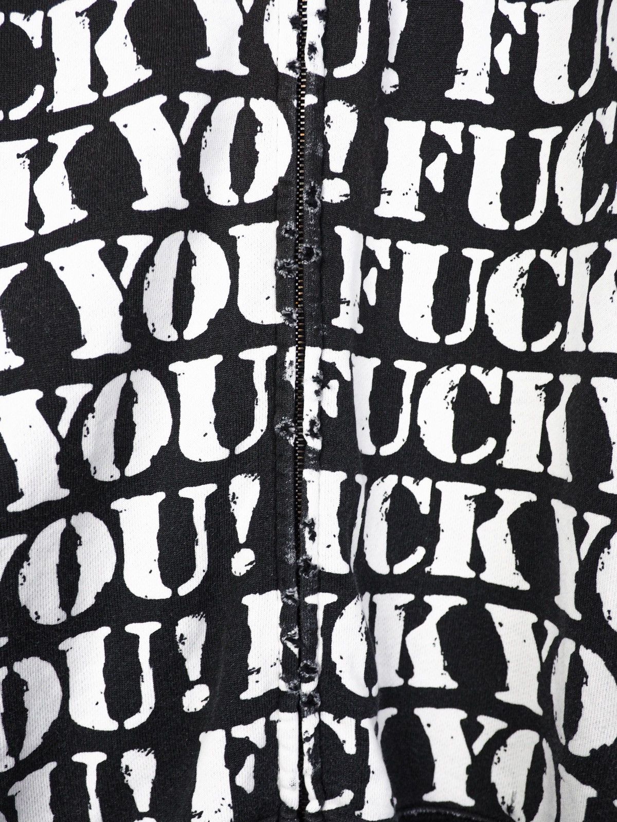 Number (N)ine SS06 "Fuck You!" Distressed All Over Zip Hoodie Size US M / EU 48-50 / 2 - 3 Thumbnail