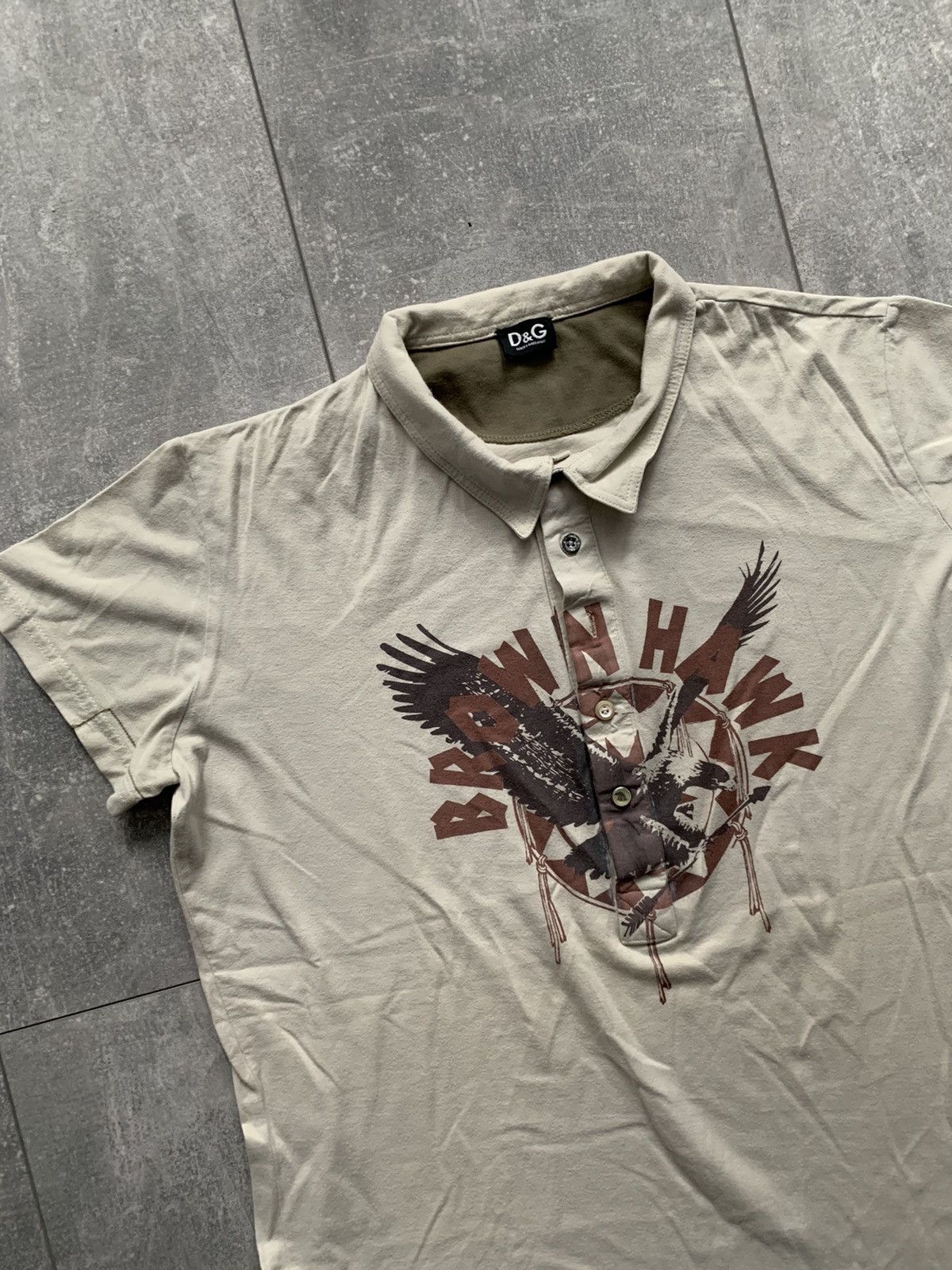 Dolce & Gabbana Dolce&Gabbana 4 bottoms print polo shirt brown hawk Size US XL / EU 56 / 4 - 2 Thumbnail
