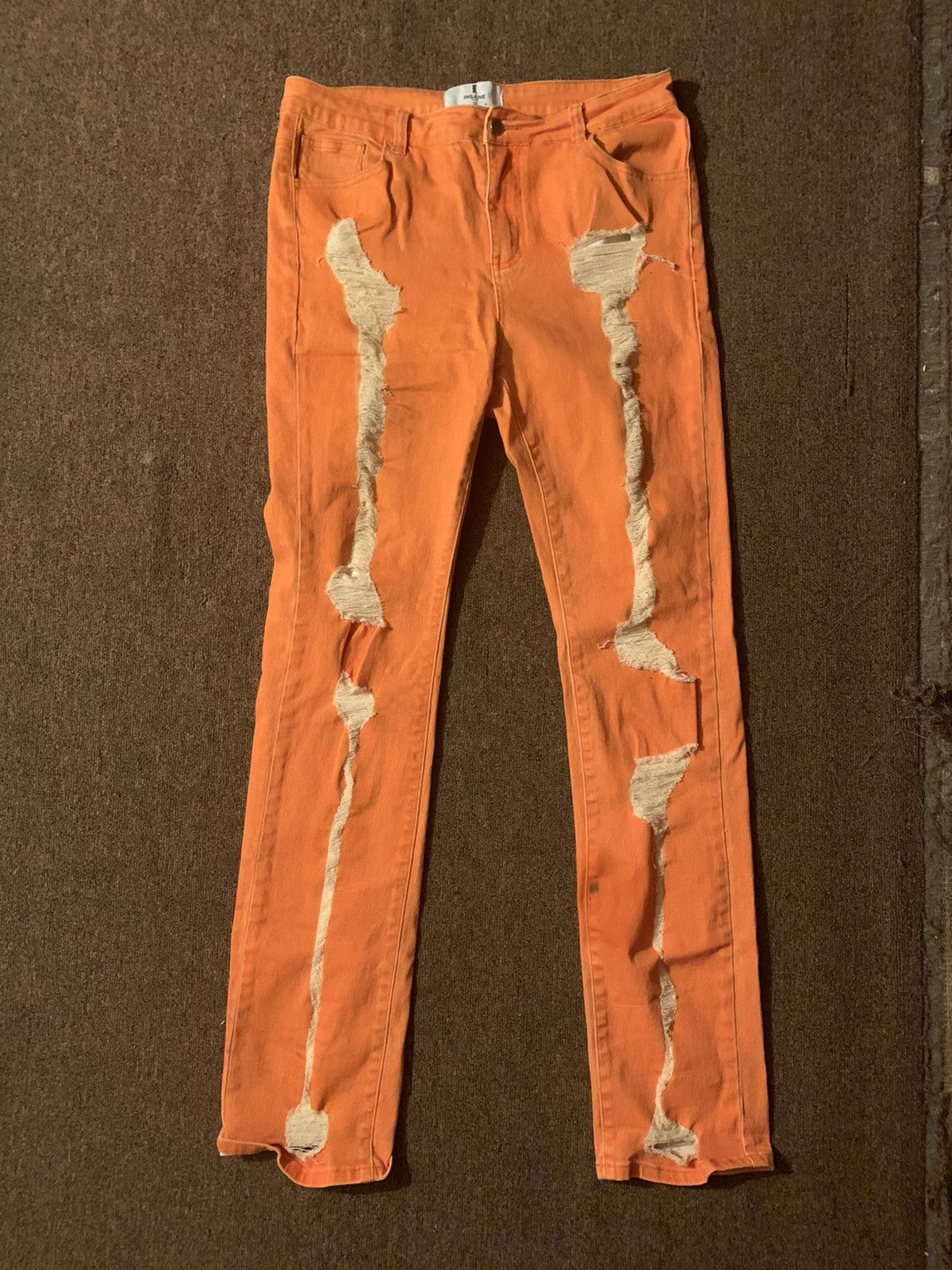 Insane Cult Insane Cult Bone Denim Orange Jeans Skeleton Size Medium Size US 33 - 1 Thumbnail
