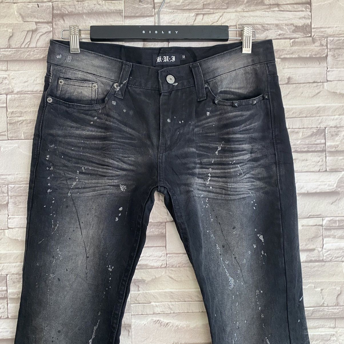 Japanese Brand Japanese Brand K.U.I Black Denim Flare Jeans Painter Size US 32 / EU 48 - 4 Thumbnail