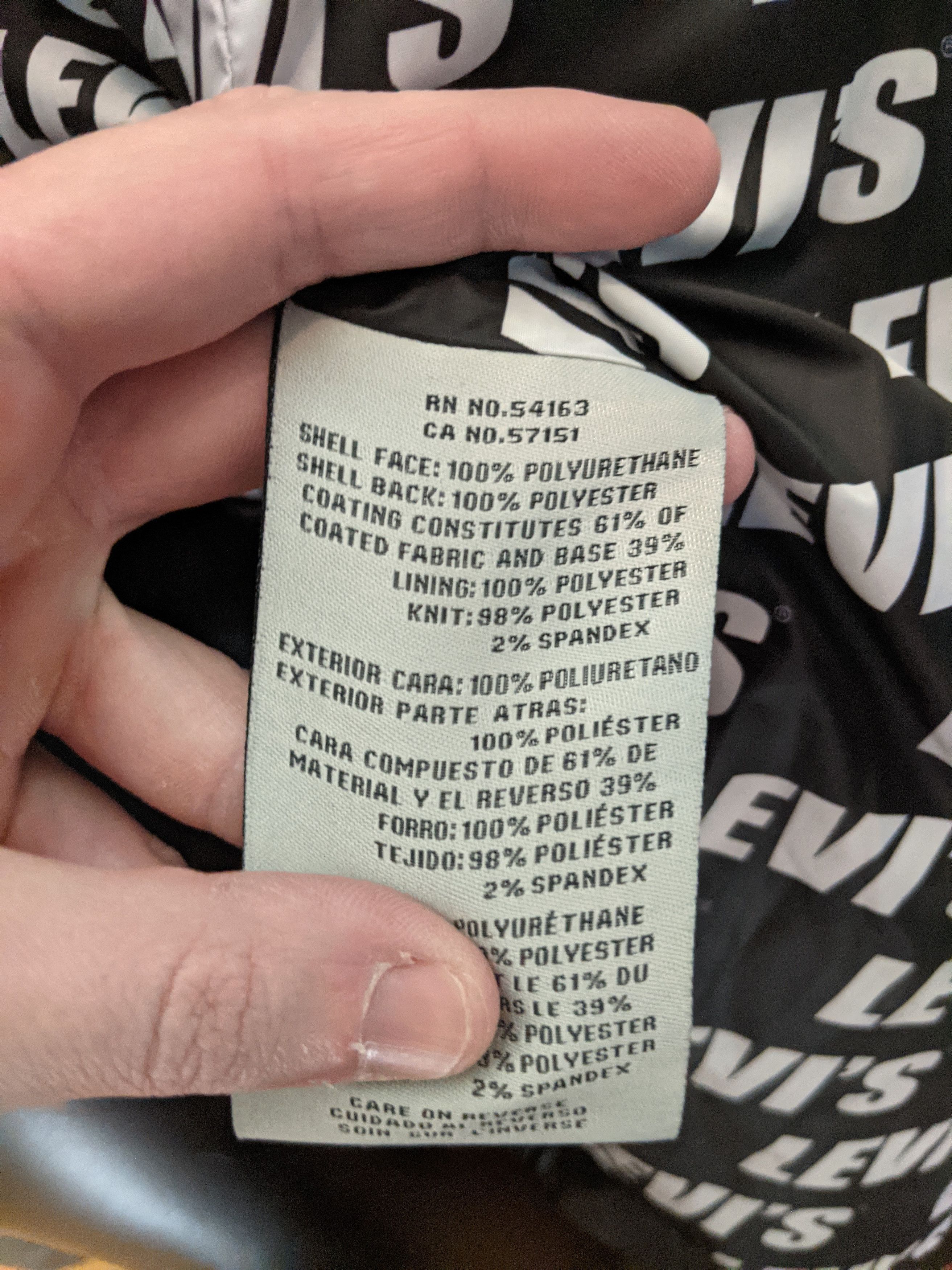 Levi's Black perforated pleather logo jacket Size US XL / EU 56 / 4 - 2 Thumbnail