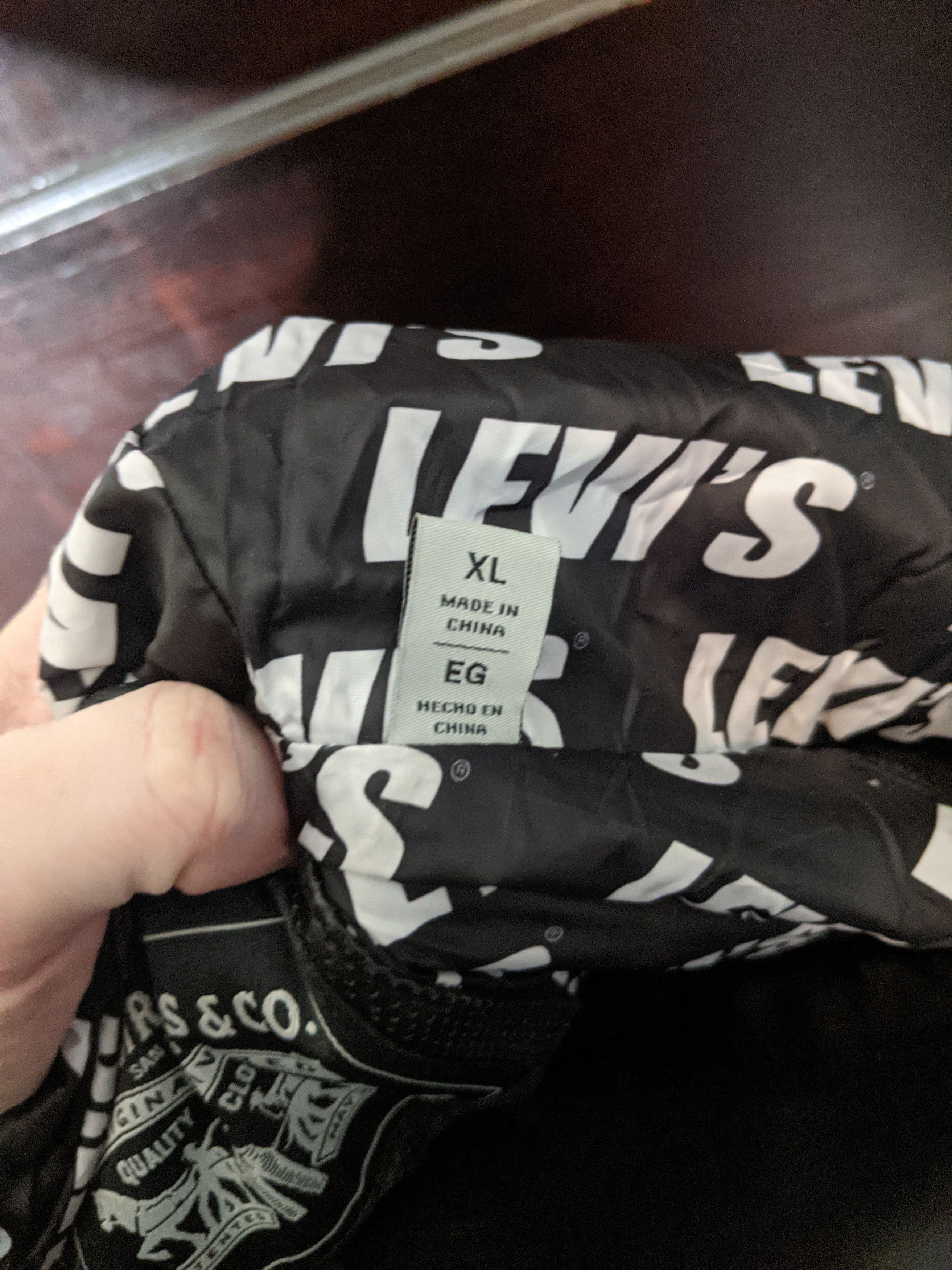 Levi's Black perforated pleather logo jacket Size US XL / EU 56 / 4 - 3 Thumbnail
