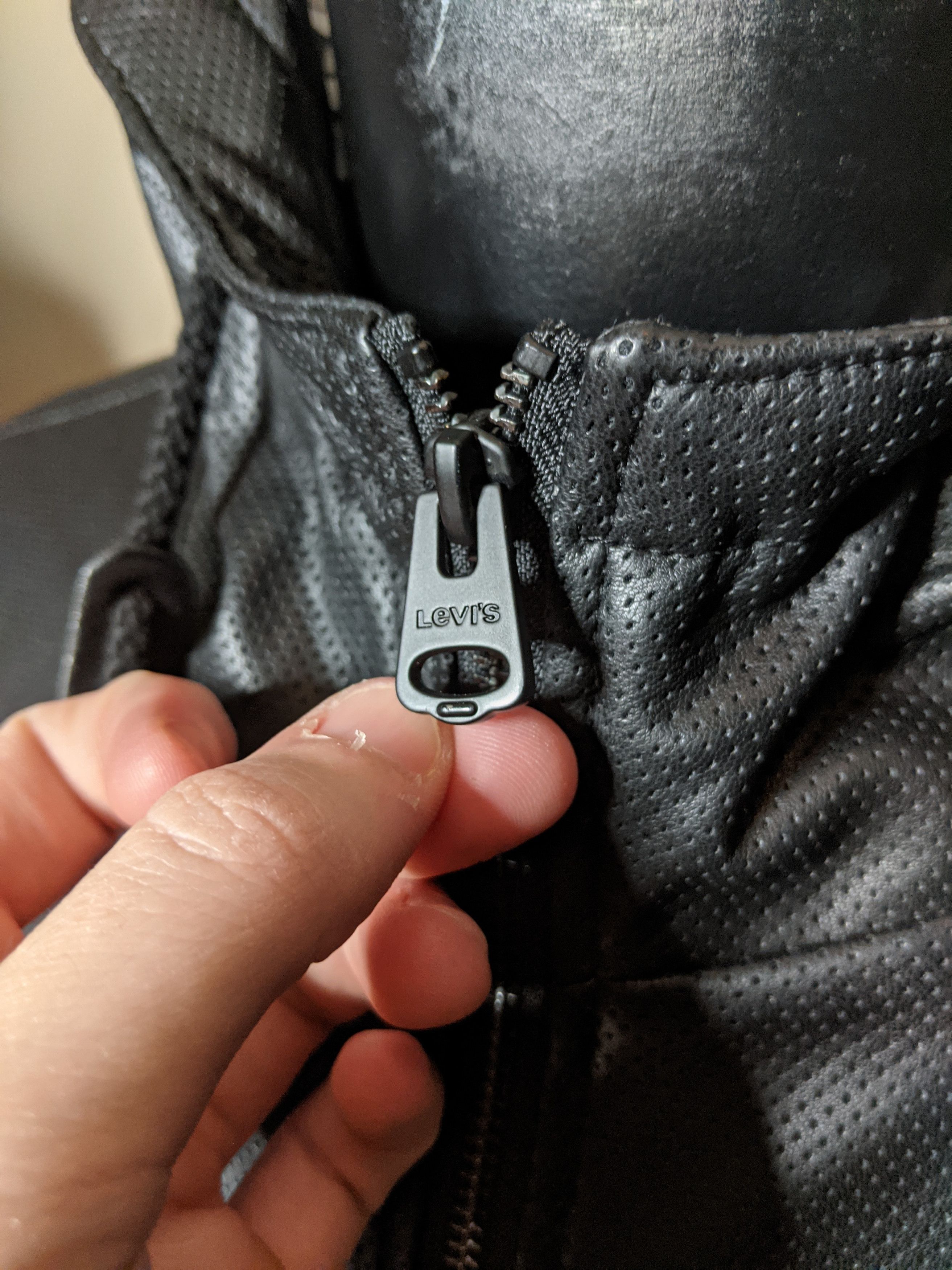 Levi's Black perforated pleather logo jacket Size US XL / EU 56 / 4 - 10 Thumbnail