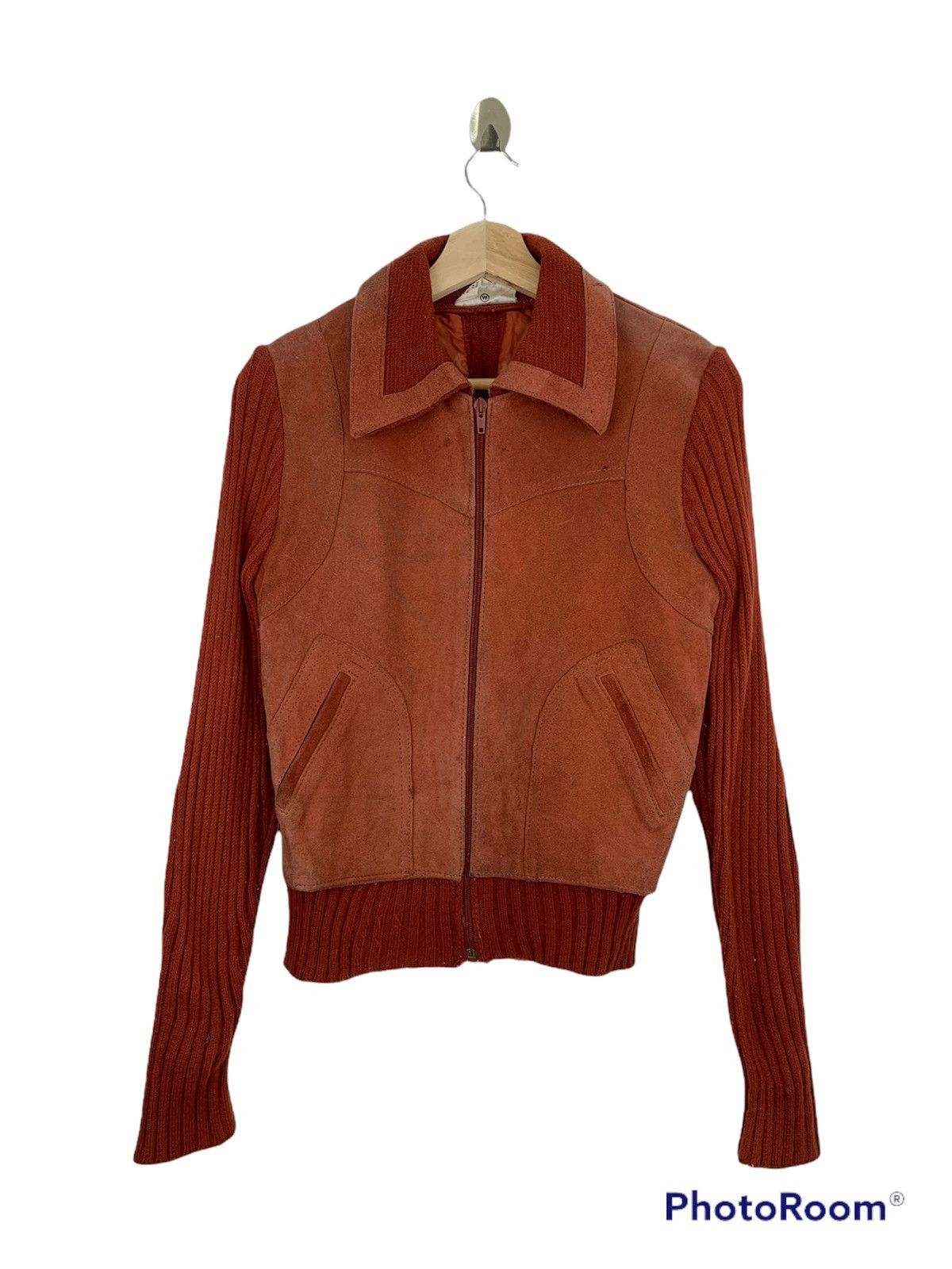Leather knitted jacket