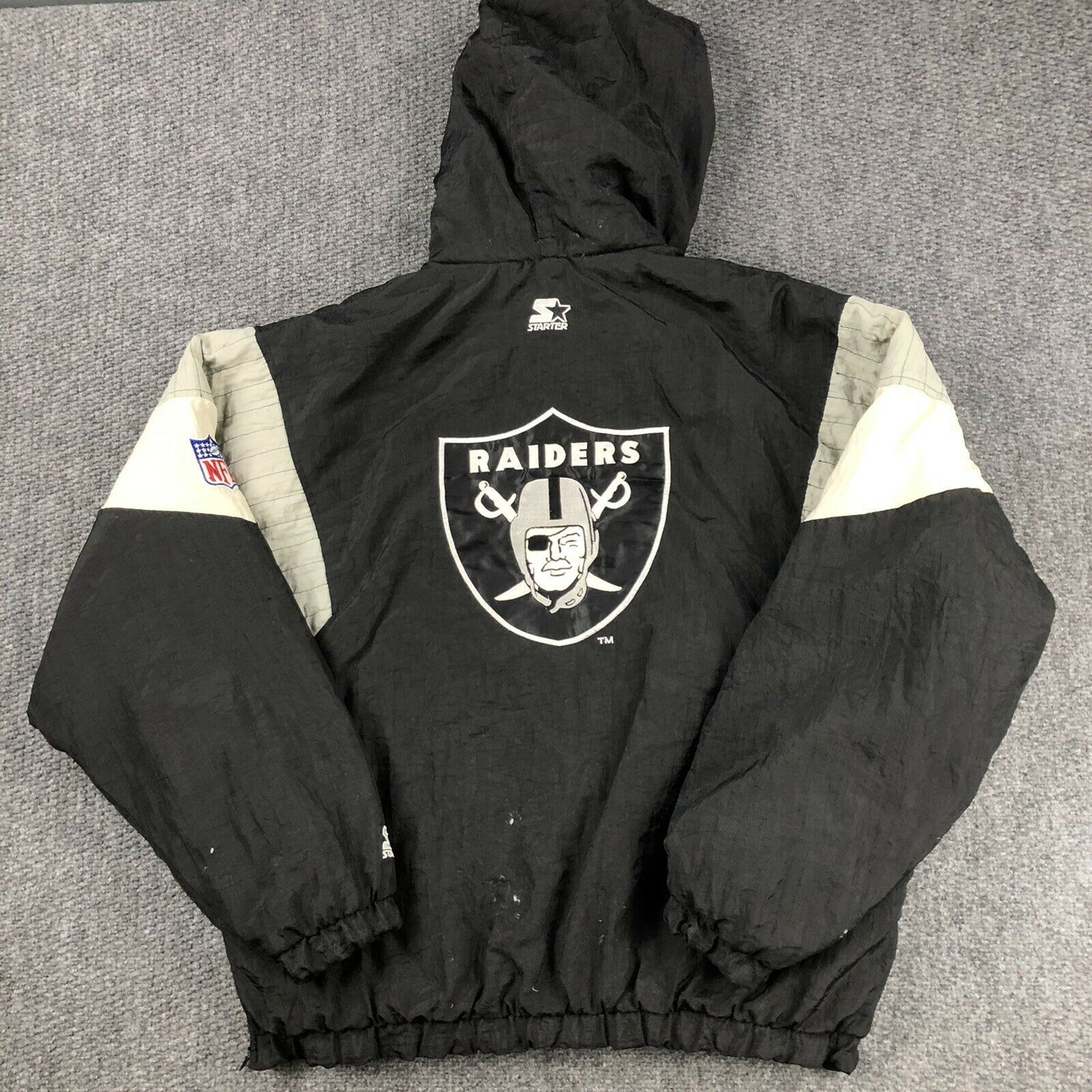 Starter Vintage Los Angeles Raiders Starter Puffer Jacket XL 90s NFL 1/ ...