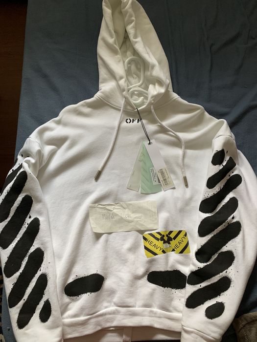 Off white spray store paint hoodie white