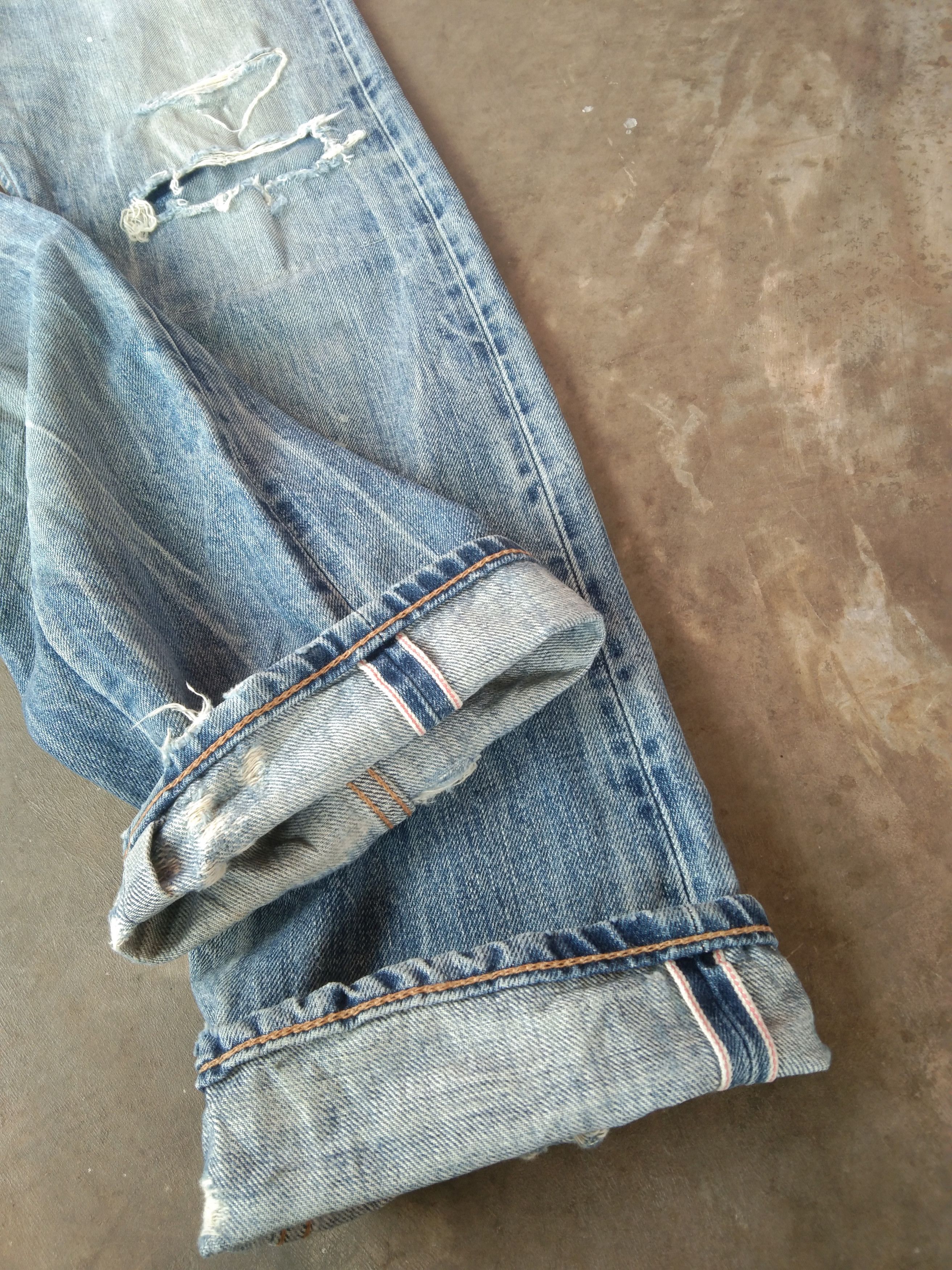 DENHAM × Japanese Brand × Vintage Vintage Denham Redline Selvedge Distressed Jeans 30x31 Size US 30 / EU 46 - 7 Thumbnail