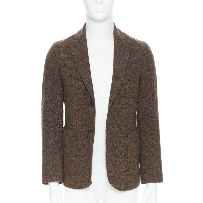 Beams Plus brown herringbone wool tweed blazer S PRCN/A00032 | Grailed