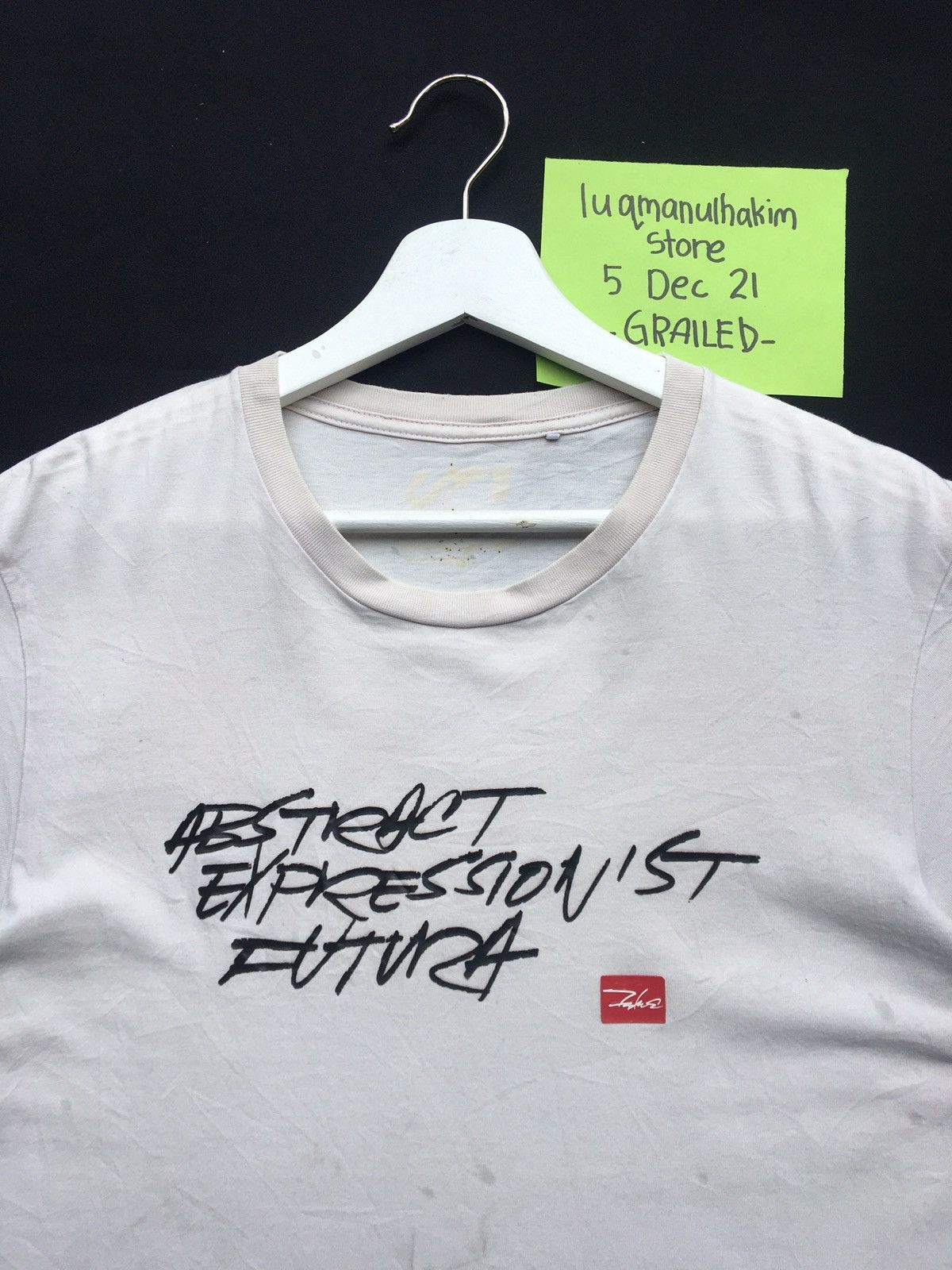 image of Vintage Abstract Expressionist Futura Uniqlo Tee in White, Men's (Size Medium)