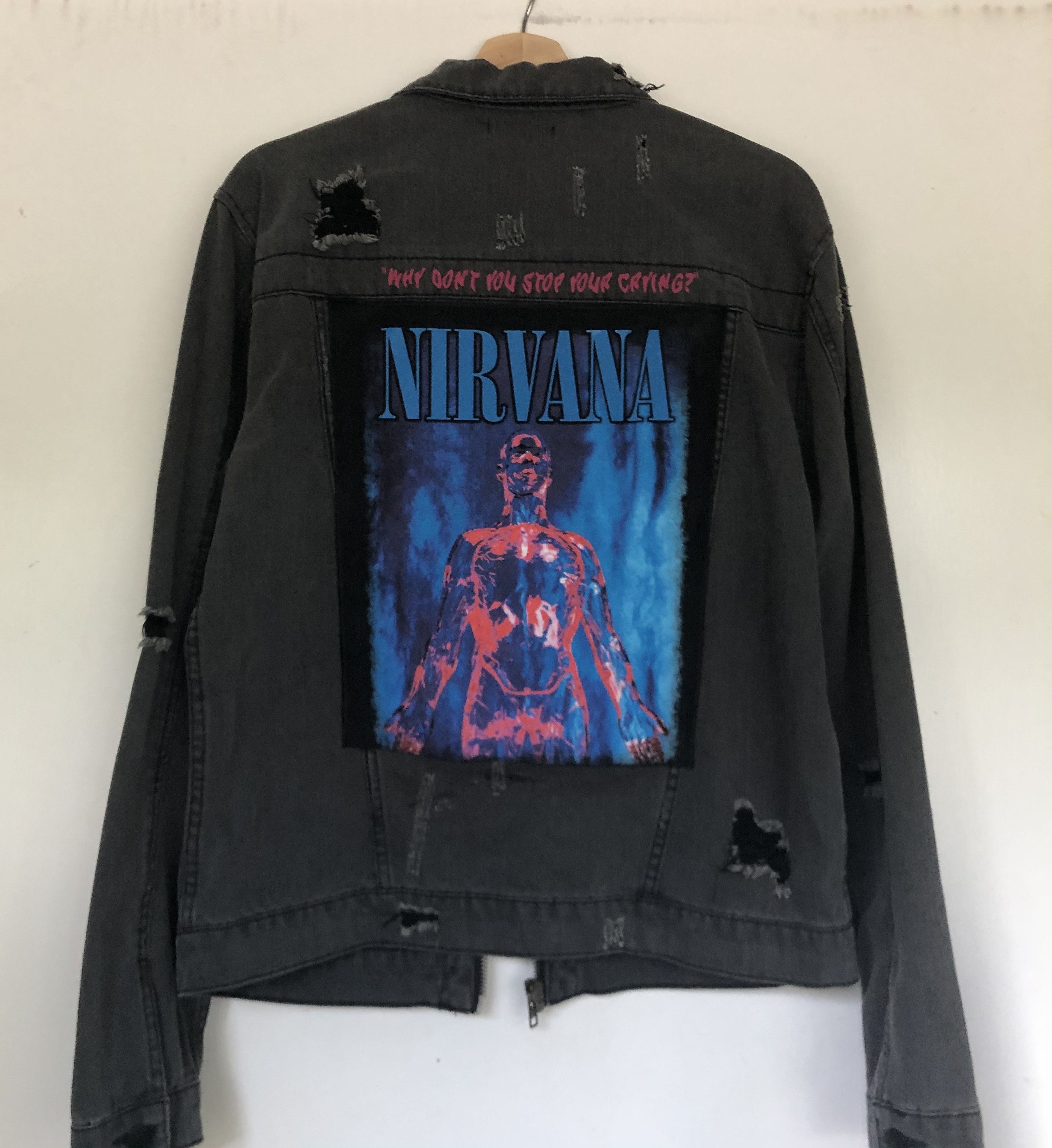 Vintage CUSTOM 1 OF 1 NIRVANA ROCK BAND DENIM JACKET Grailed