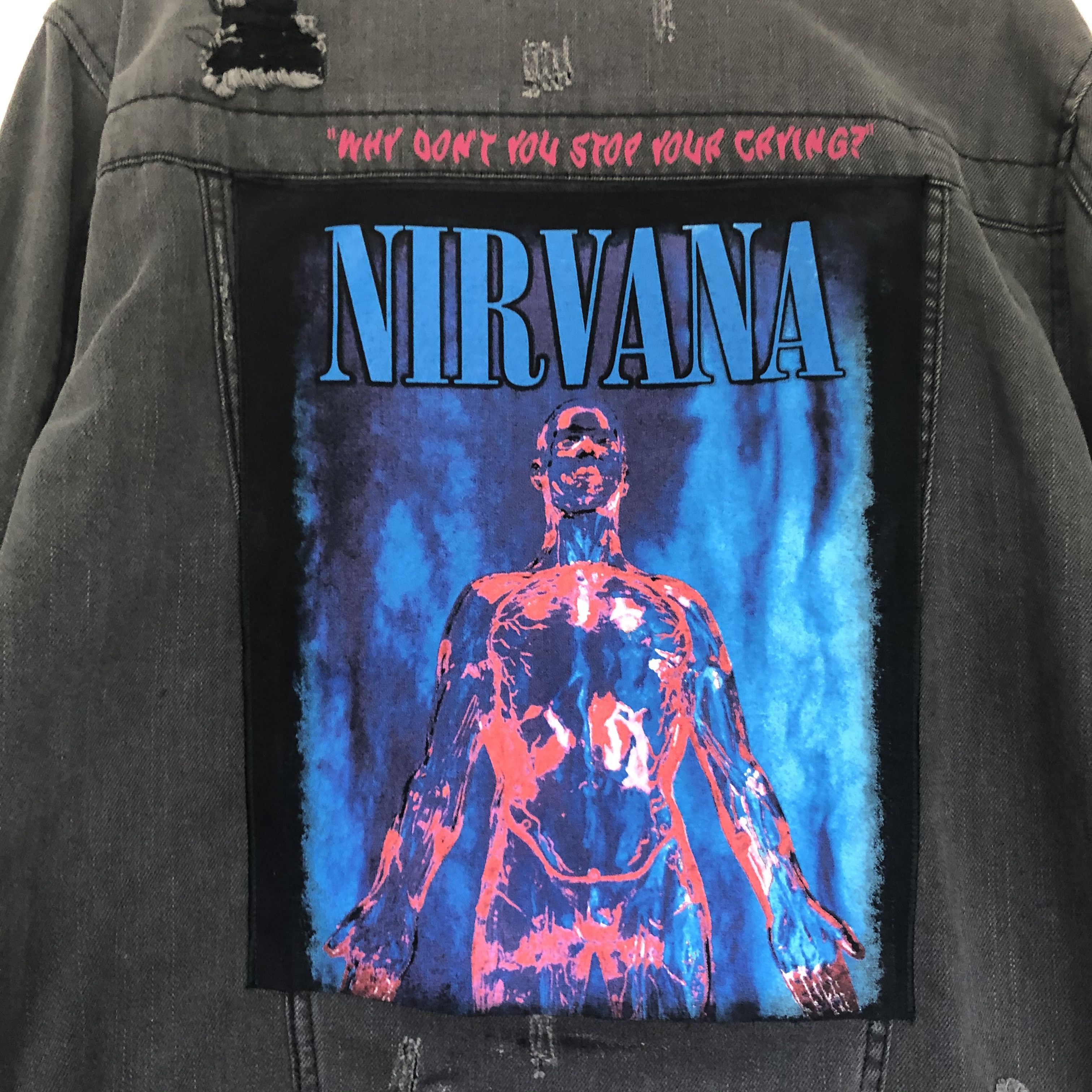 CUSTOM 1 OF 1 NIRVANA ROCK BAND DENIM JACKET Outerwear