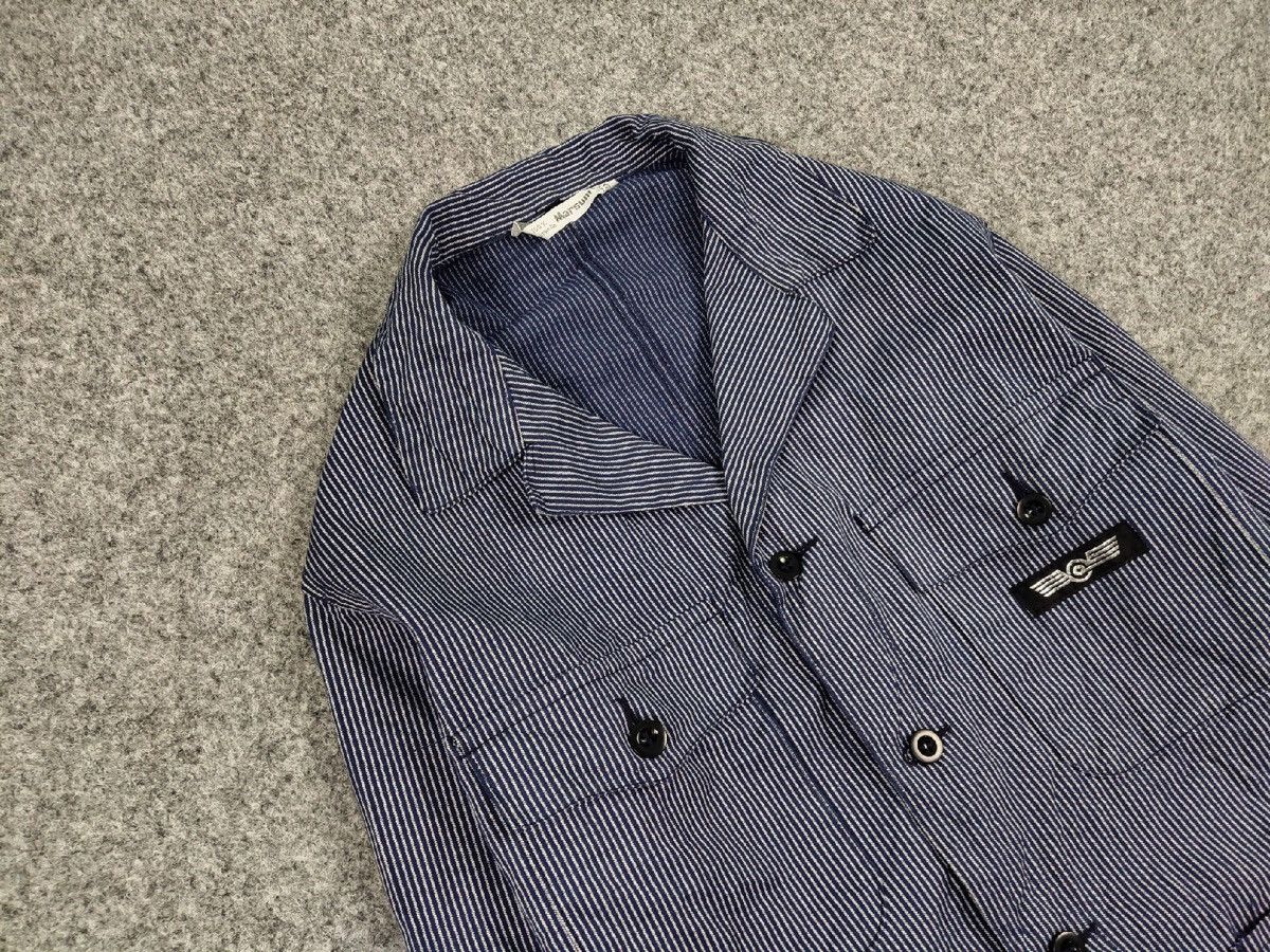 Vintage Vintage 90s Work Striped Blue Pocket Jacket MARSUM Sanfor Size US M / EU 48-50 / 2 - 7 Thumbnail
