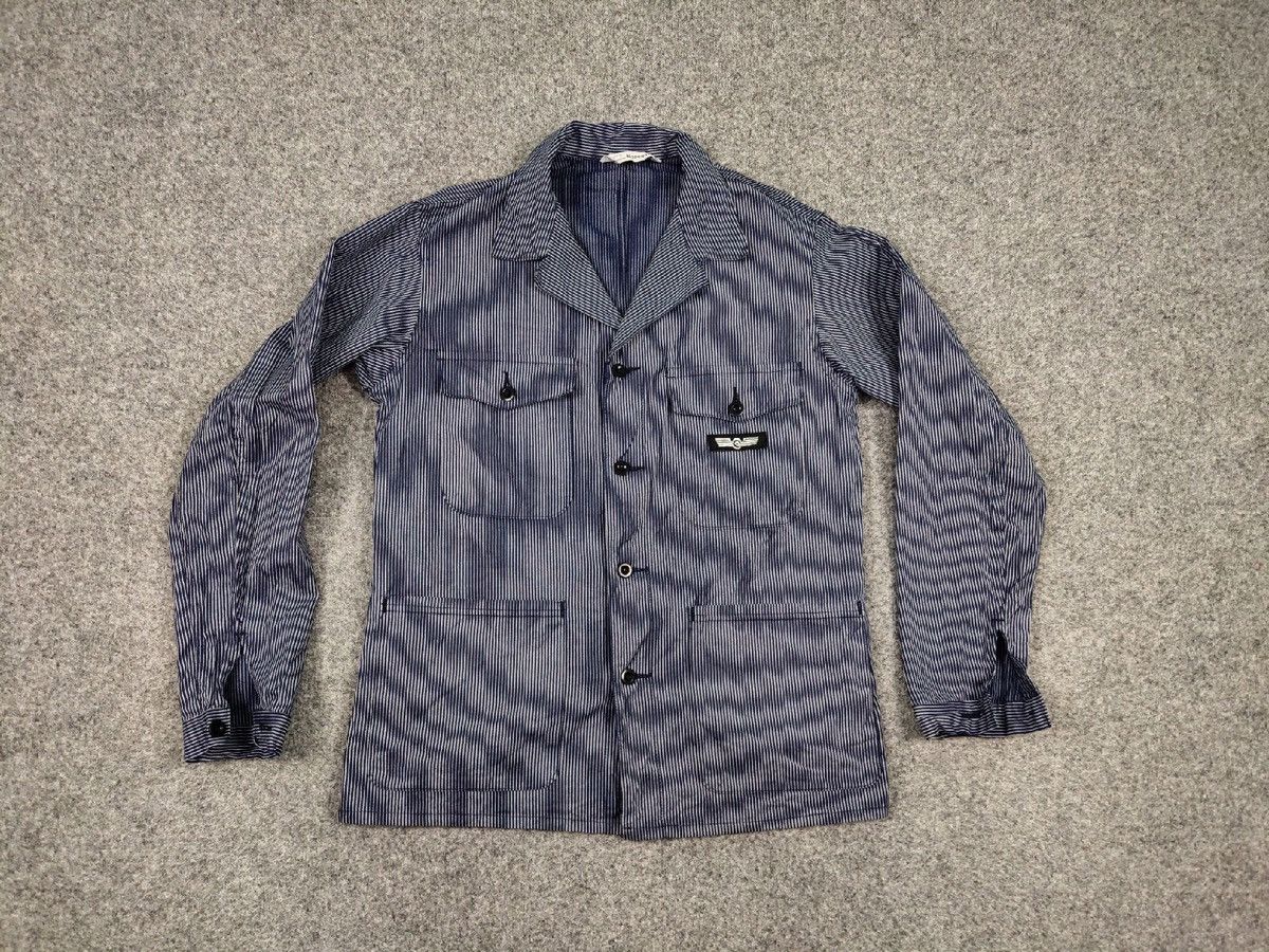 Vintage Vintage 90s Work Striped Blue Pocket Jacket MARSUM Sanfor Size US M / EU 48-50 / 2 - 13 Thumbnail