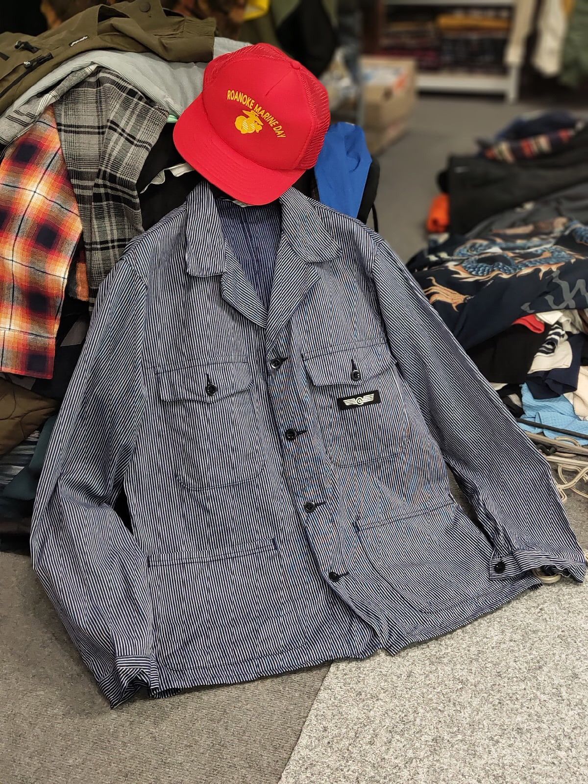 Vintage Vintage 90s Work Striped Blue Pocket Jacket MARSUM Sanfor Size US M / EU 48-50 / 2 - 19 Thumbnail