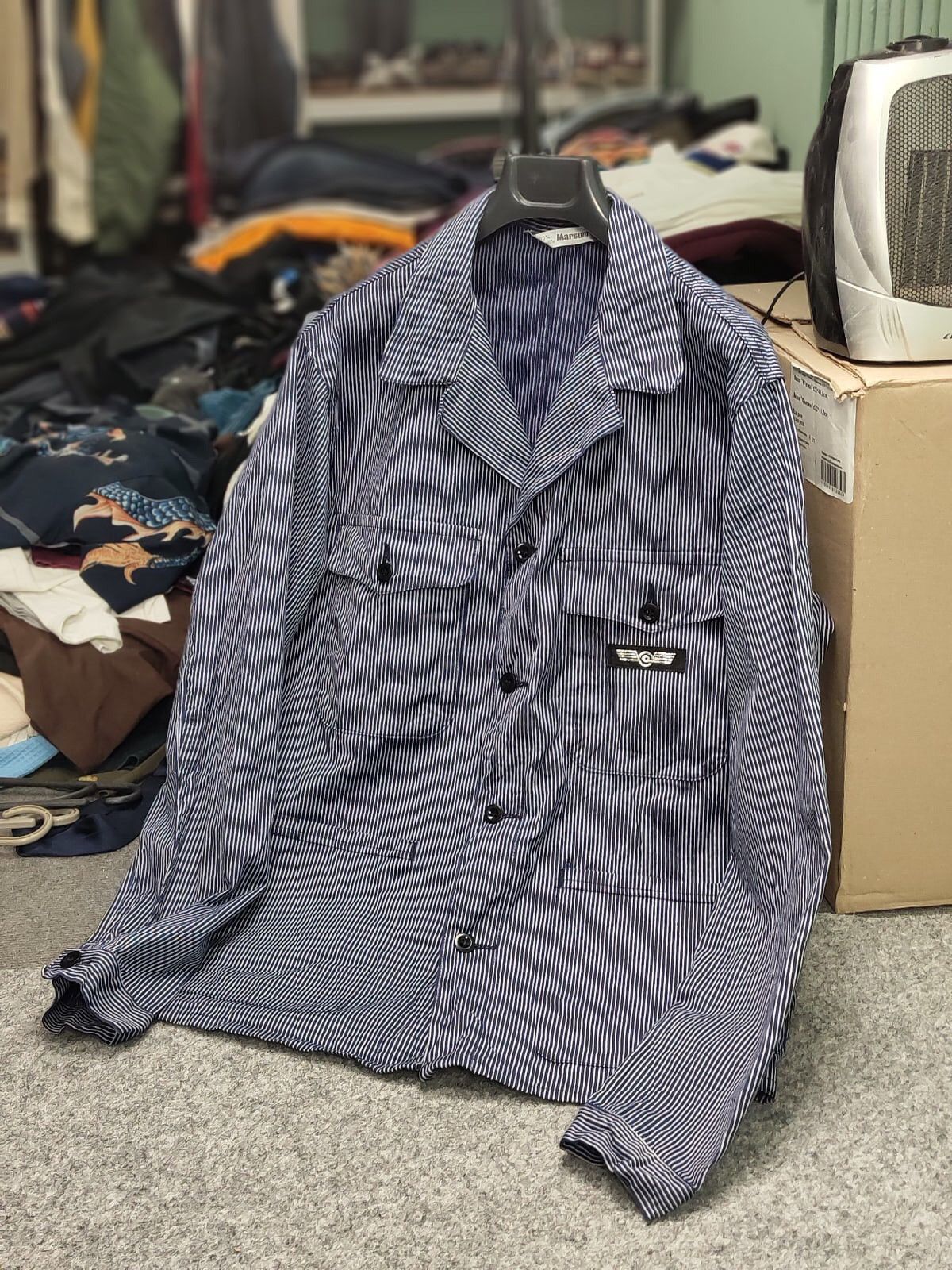 Vintage Vintage 90s Work Striped Blue Pocket Jacket MARSUM Sanfor Size US M / EU 48-50 / 2 - 20 Thumbnail