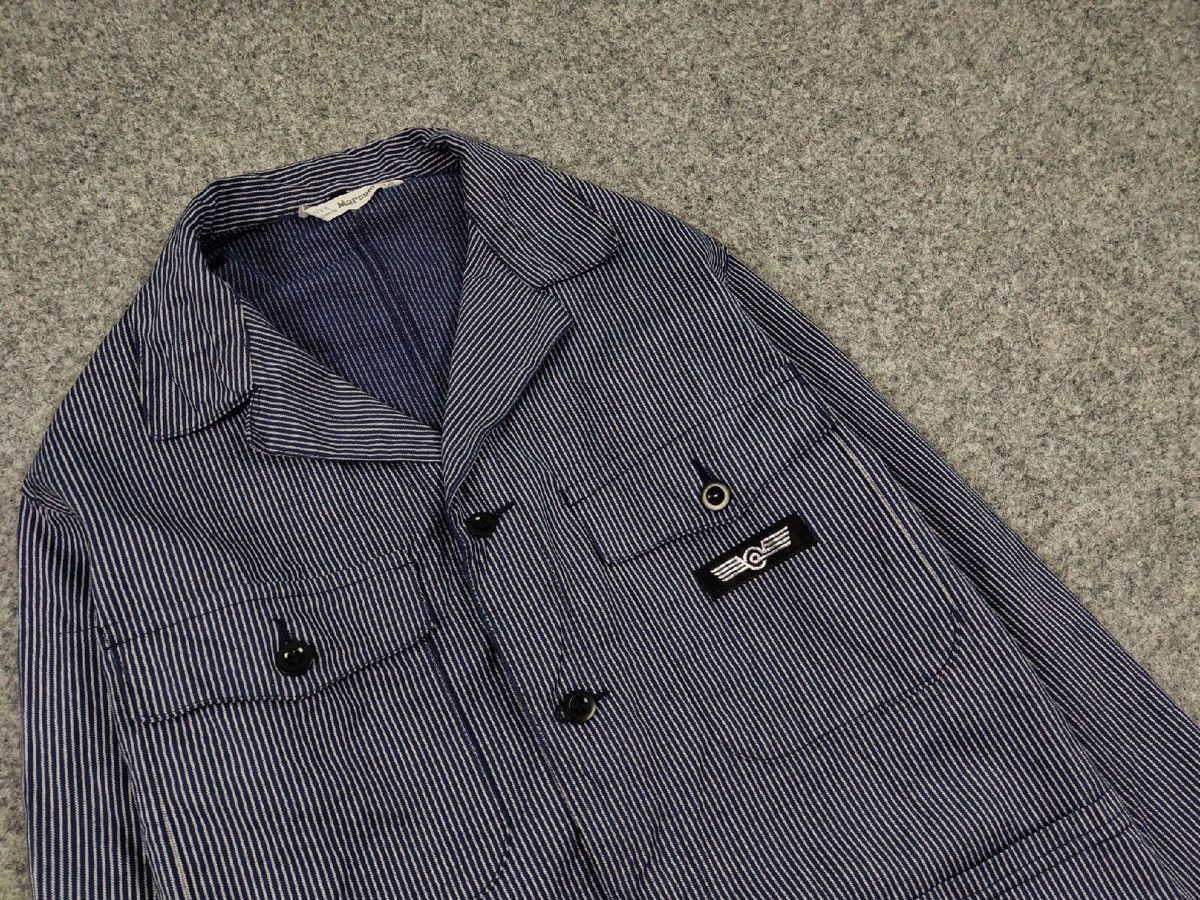 Vintage Vintage 90s Work Striped Blue Pocket Jacket MARSUM Sanfor Size US M / EU 48-50 / 2 - 10 Thumbnail