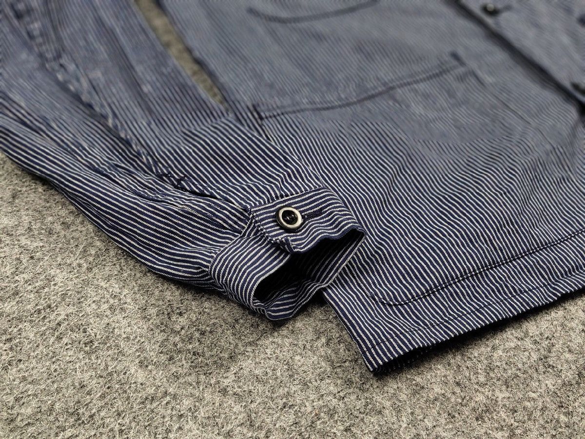 Vintage Vintage 90s Work Striped Blue Pocket Jacket MARSUM Sanfor Size US M / EU 48-50 / 2 - 14 Thumbnail