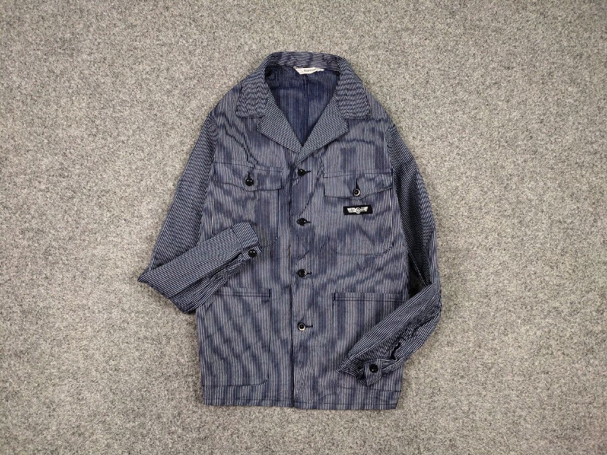 Vintage Vintage 90s Work Striped Blue Pocket Jacket MARSUM Sanfor Size US M / EU 48-50 / 2 - 12 Thumbnail