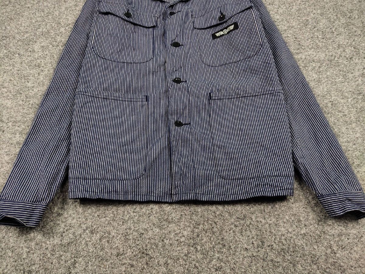 Vintage Vintage 90s Work Striped Blue Pocket Jacket MARSUM Sanfor Size US M / EU 48-50 / 2 - 9 Thumbnail